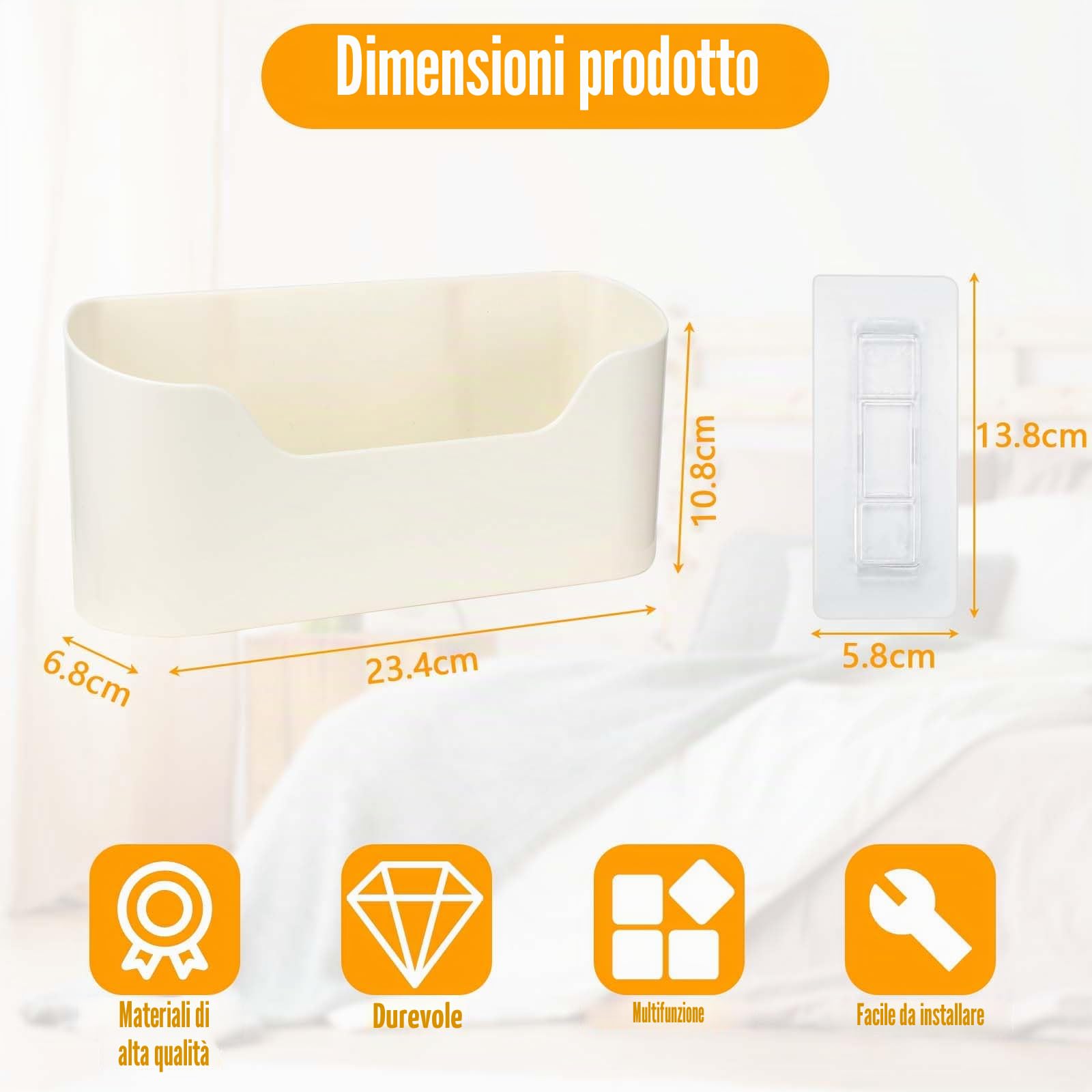 Auauraintt Set da 2 contenitori autoadesivi per porta di armadio da cucina, per armadio, bagno, frigorifero, oggetti piccoli, contenitore di stoccaggio
