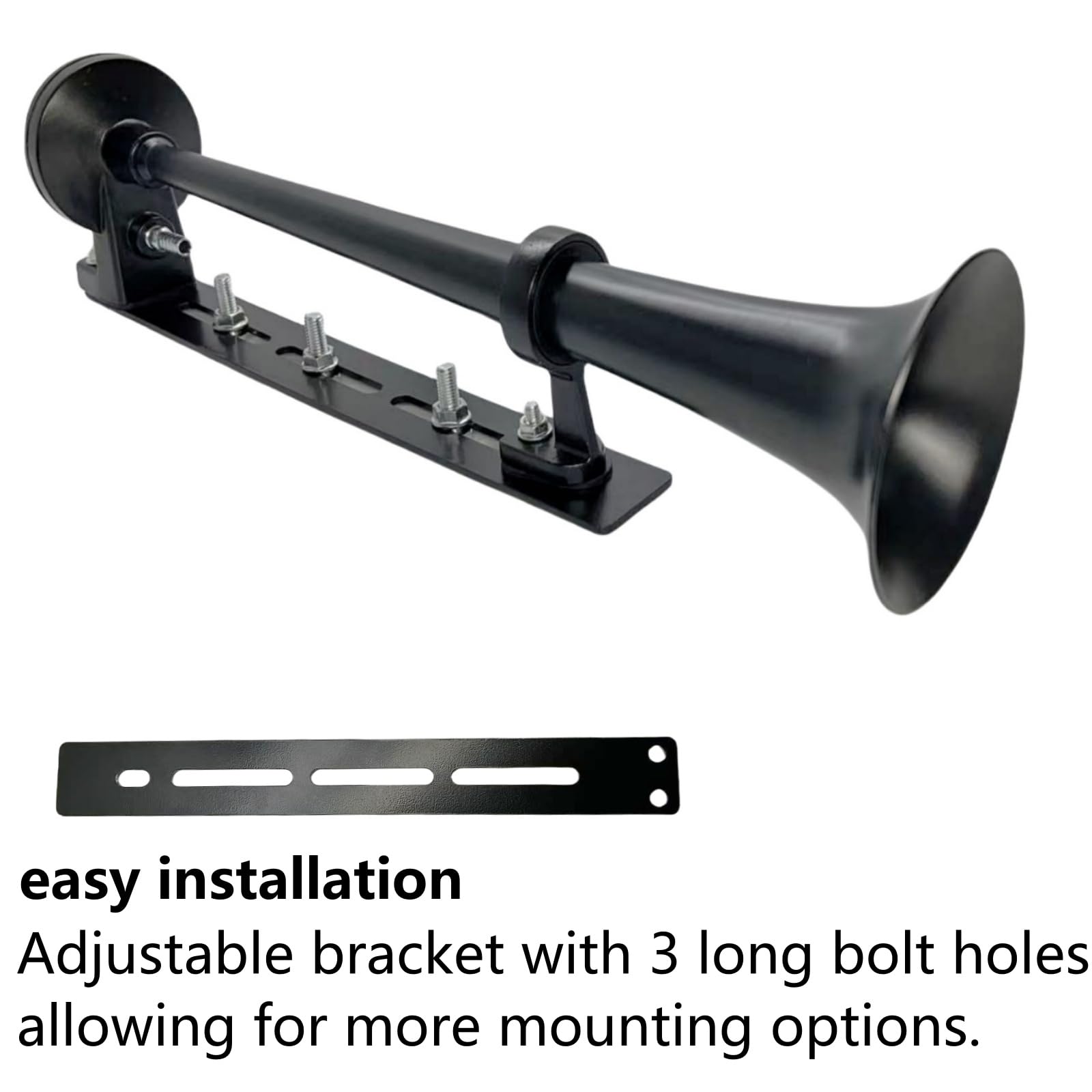 Klaxon de voiture Car horn Haut-parleur Conception innovante et installation réglable Trompette d'air 150db Klaxon noir zinc chromé air horn pour 12V Car Bateau Lorry ect