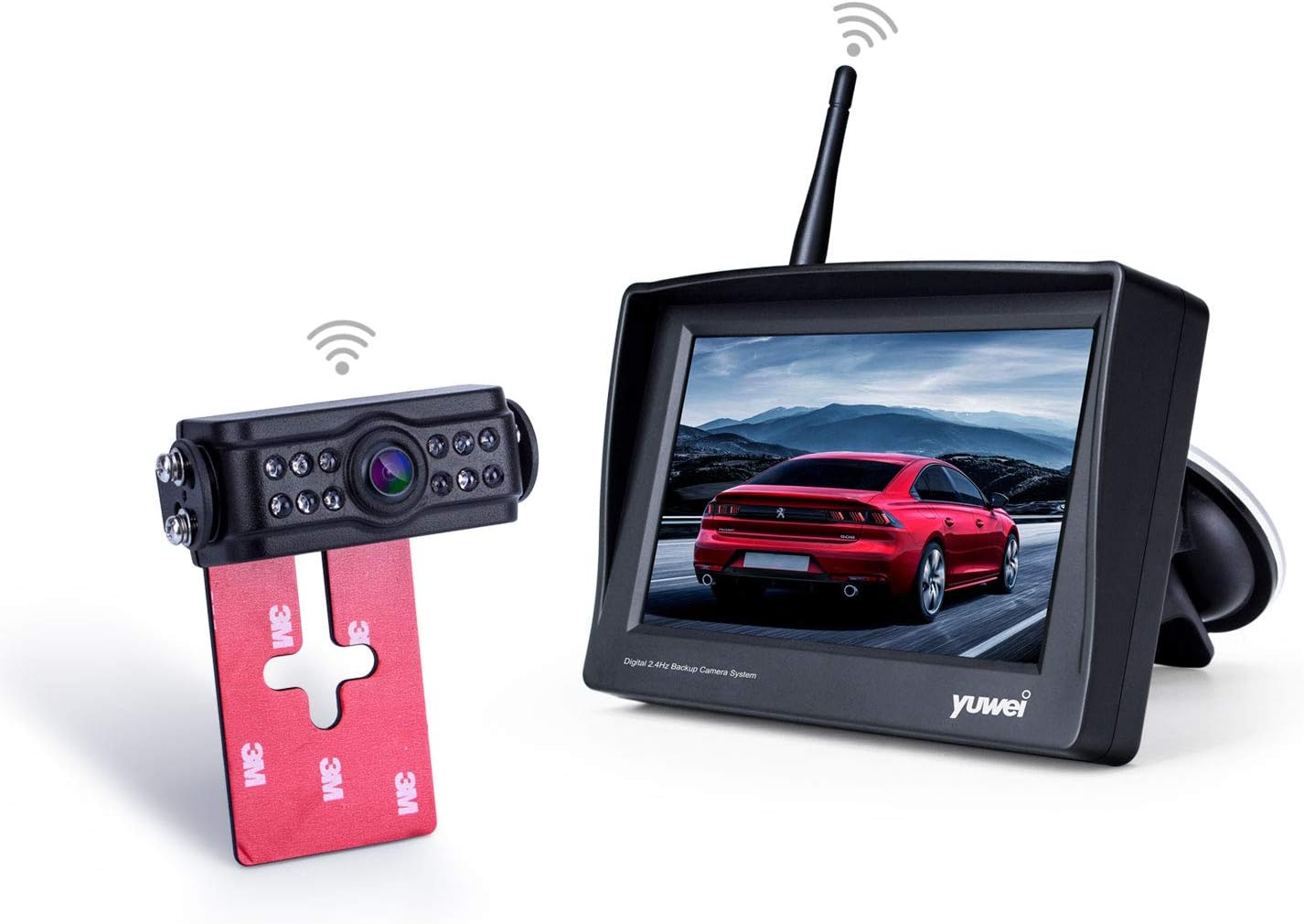 Yuwei Digital Wireless Backup Camera System with 4.3’’ Wireless Reversing Monitor, Stable Wireless Signal & No Interference for Cars, Pickups, Camper, Vans, SUVs, Sedans, Minivans , Cargo Vans,etc
