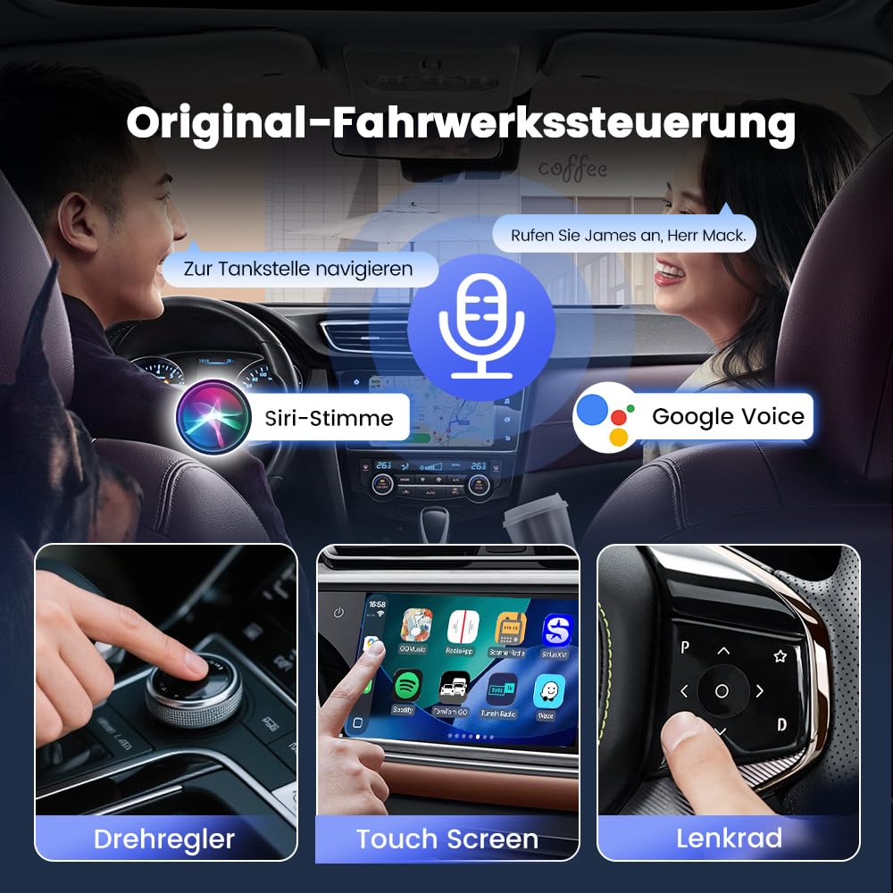 Carlinkit 2026 5.0 2air CarPlay Wireless und Android Auto Wireless 2 in 1 Adapter,Geeignet für Autos mit eingebauten in Apple CarPlay und Android Auto(2016-2026),Plug-and-Play Automatische Verbindung
