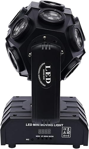 Miniatura 4 de Eapmic Luz de haz de cabeza móvil 5 en 1, 180 W, 18 luces LED de escenario de cabeza móvil, DMX activadas por sonido, haz giratorio para DJ, luz