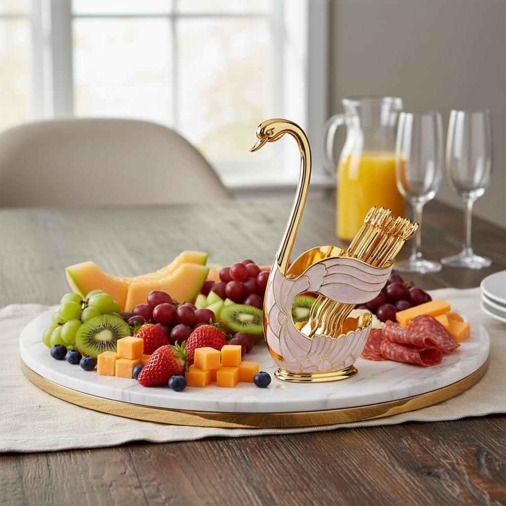 Cuillères à café cygne doré pour résoudre le manque de rangement sur table