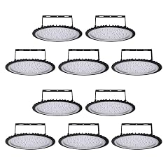 Viugreum 10 Pack 300W UFO LED High Bay Light 30000LM 6500K Daylight White Ultra Thin LED Warehouse Lighting