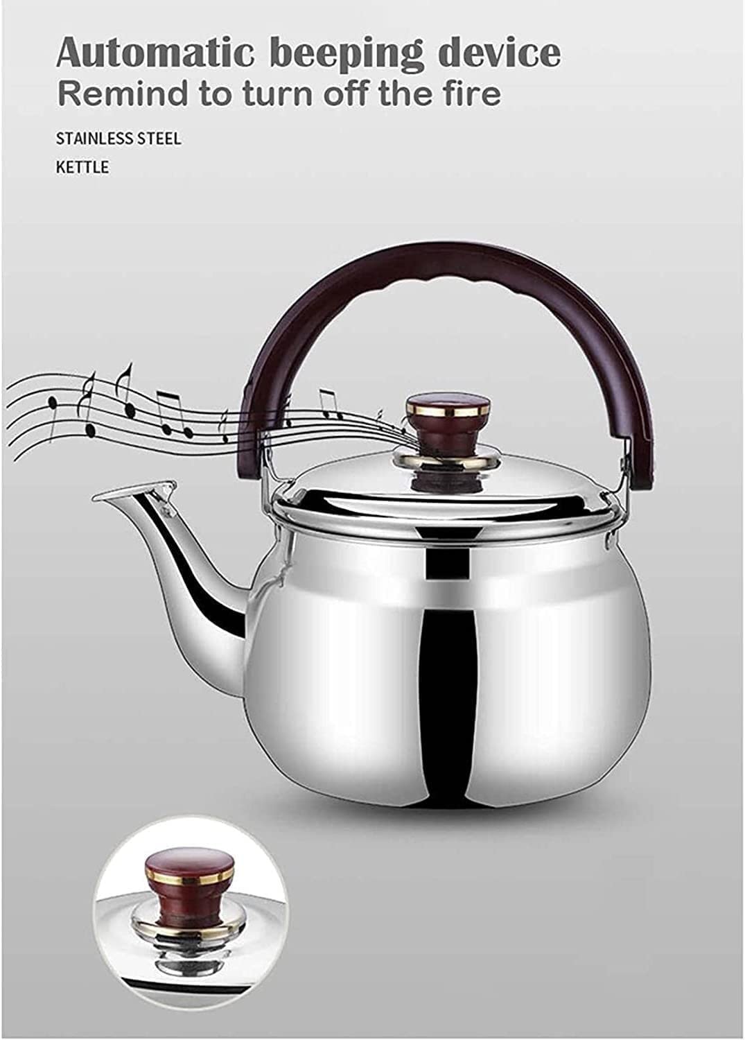 Tetera Tipo Cocinas Hervidor De Té Silbante Acero Inoxidable 304 Para Estufa, Tetera Para Cocina, Gas, Cerámica Calentar Agua Té(5.6L)