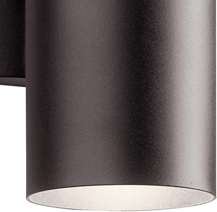 Kichler Cylinder LED Outdoor Wall Sconce Lighting in Textured Architectural Bronze for Porch, Patio and Garage Entryways, (5" W x 12" H x 6 1/2" D), 11251AZT30