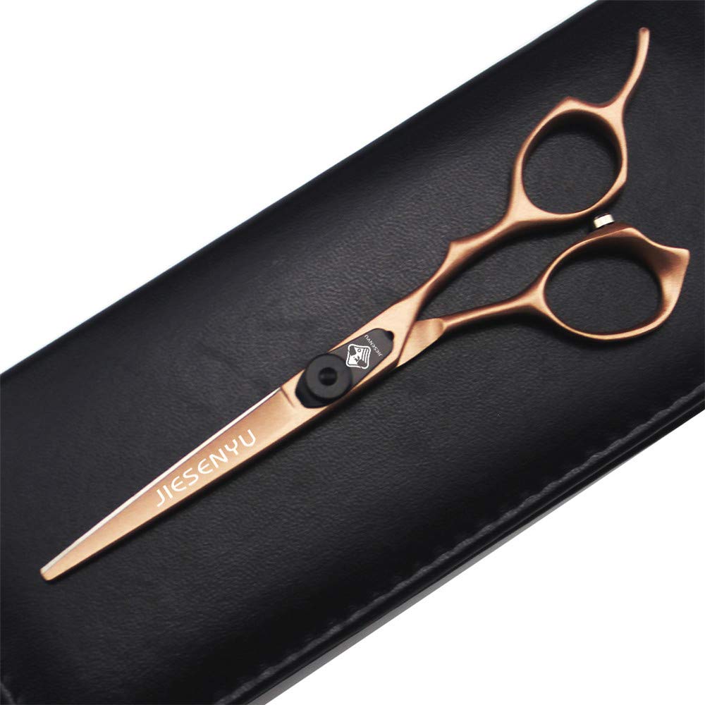 JIESENYU Friseurschere 6 Zoll - Mit Diamantschraube, Schwarz/rosa, Für Haar & Haustiere