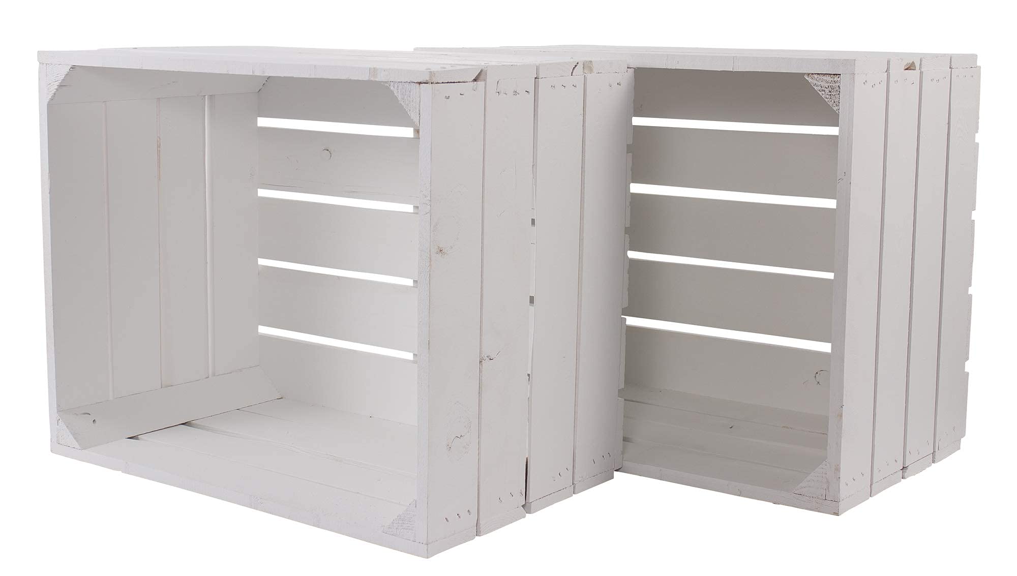 3 nuove cassette per mele, colore bianco (scatola di legno, cassetta della frutta, scatola del vino shabby chic), 50 x 40 x 30 cm
