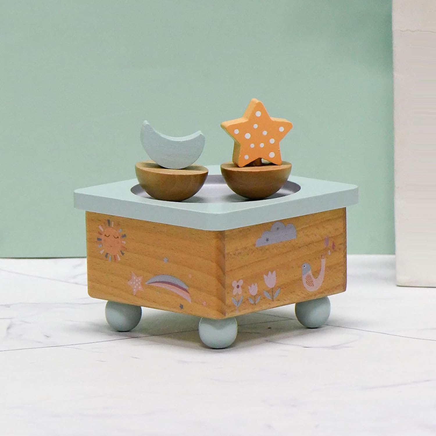 オルゴール ハンドメイド つやあり陶器 舞い踊るレディ 回転しながら