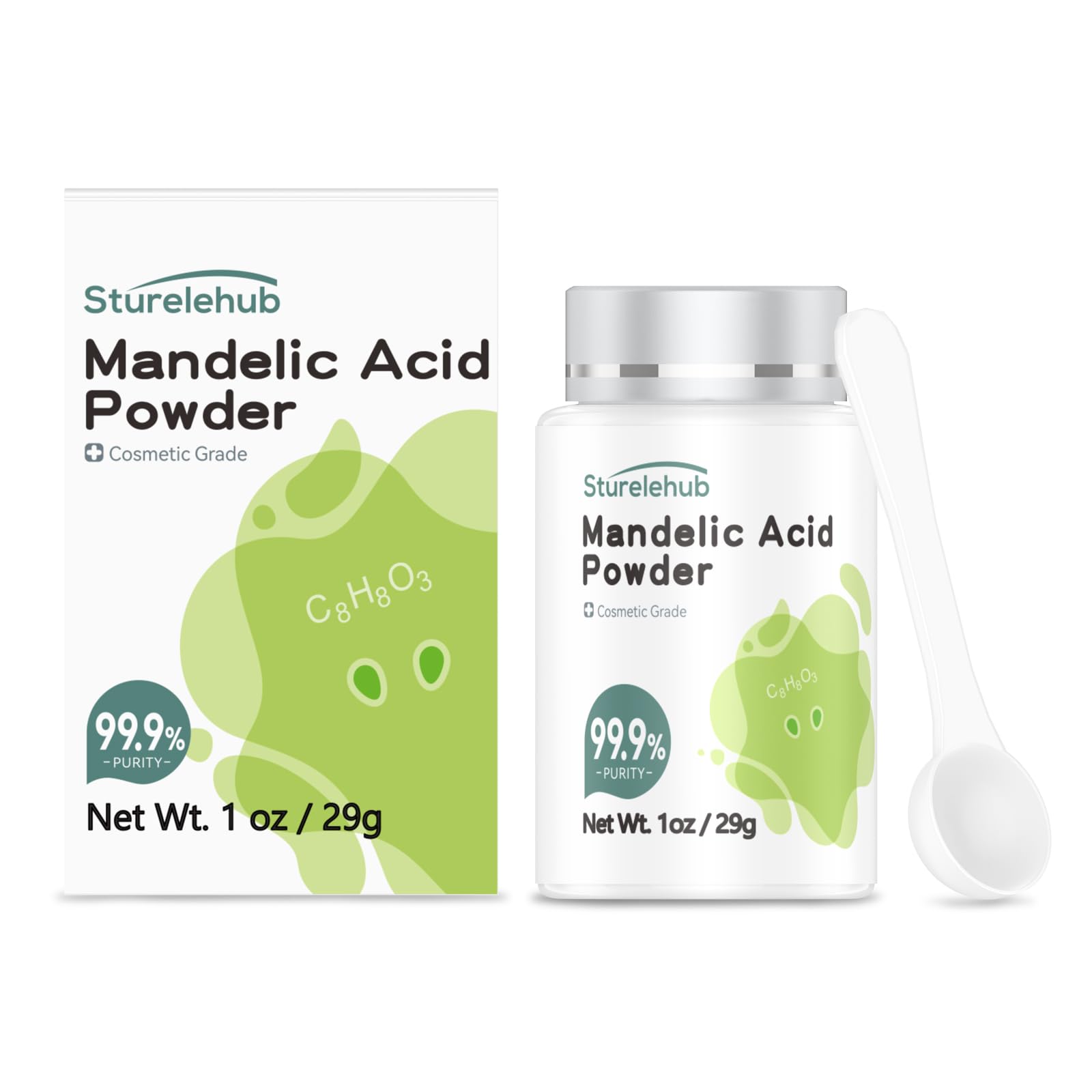 Mandelic Acid Powder, 1OZ 99.9% Purity, Natural, Cosmetic Grade, DIY Mandelic Acid Serum, Mandelic Acid Peel/Mask, Make Your Own Mandelic Acid Cream, Moisturizer