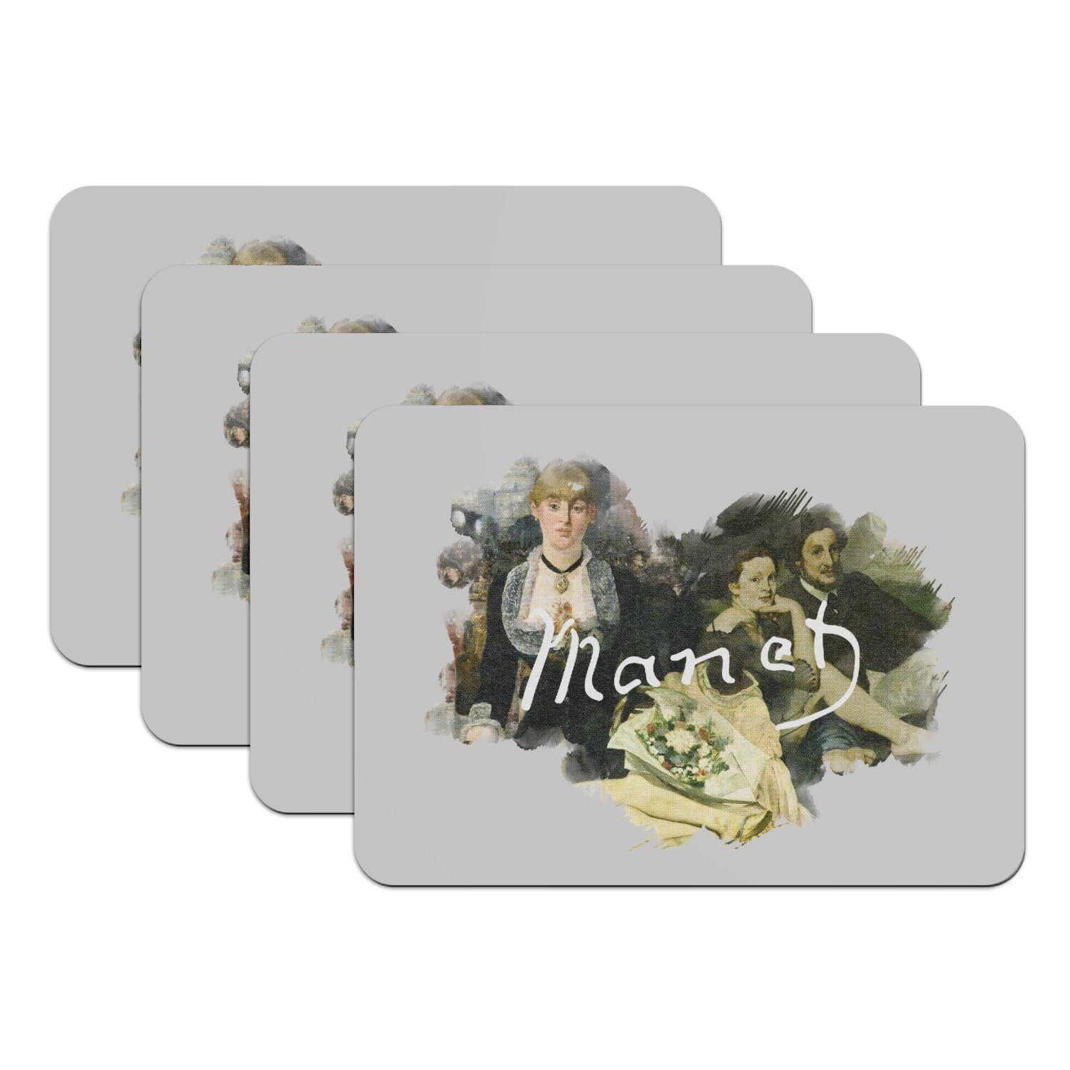 Sets de table Manet antidérapants grand format lavables gris