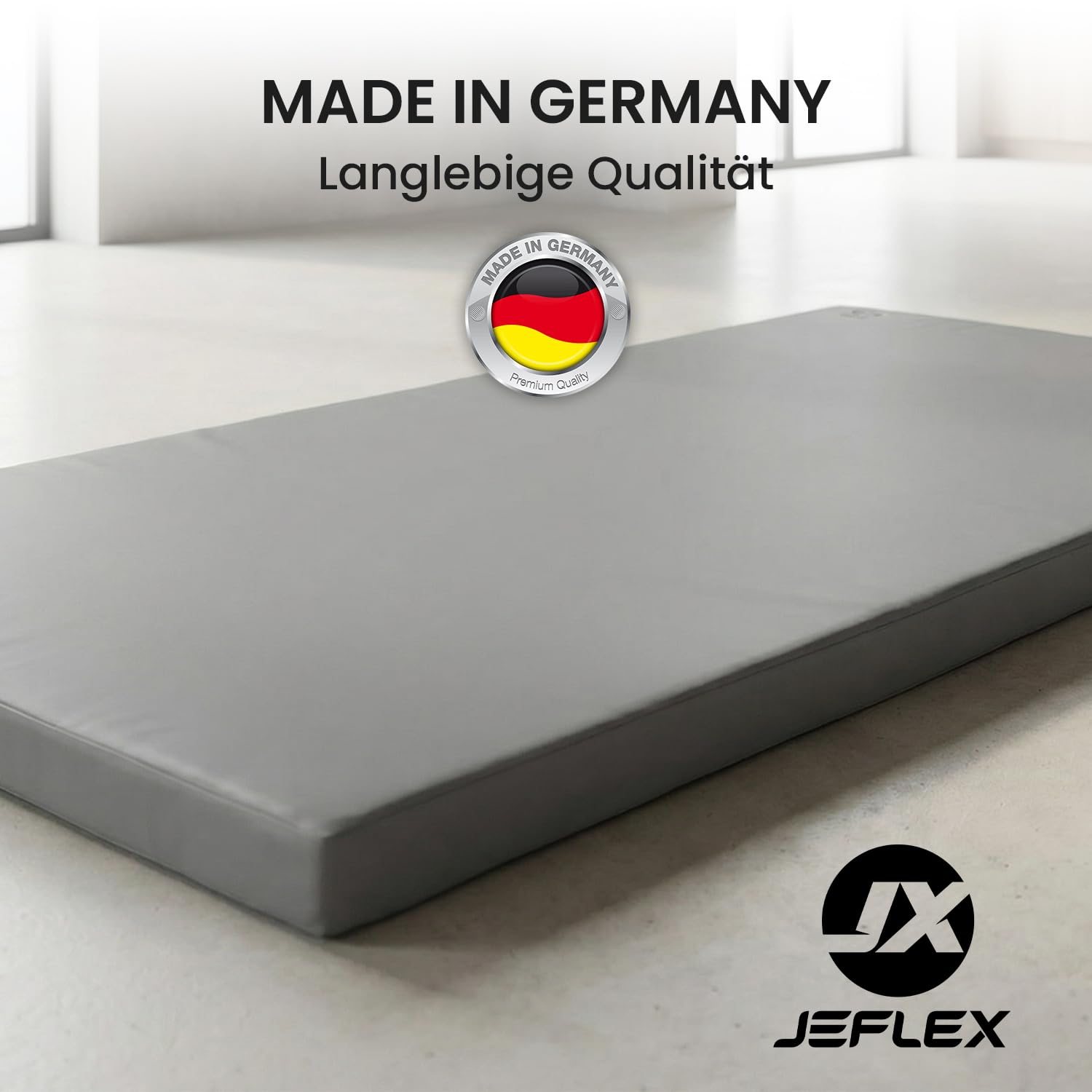 Jeflex - Matelas gymnastique 200 x 100 x 8 cm fabriqué en Allemagne/Tatami judo portable/matelas pliable peu encombrant et tapis de yoga/tapis de gym enfant pour chambre d'enfant