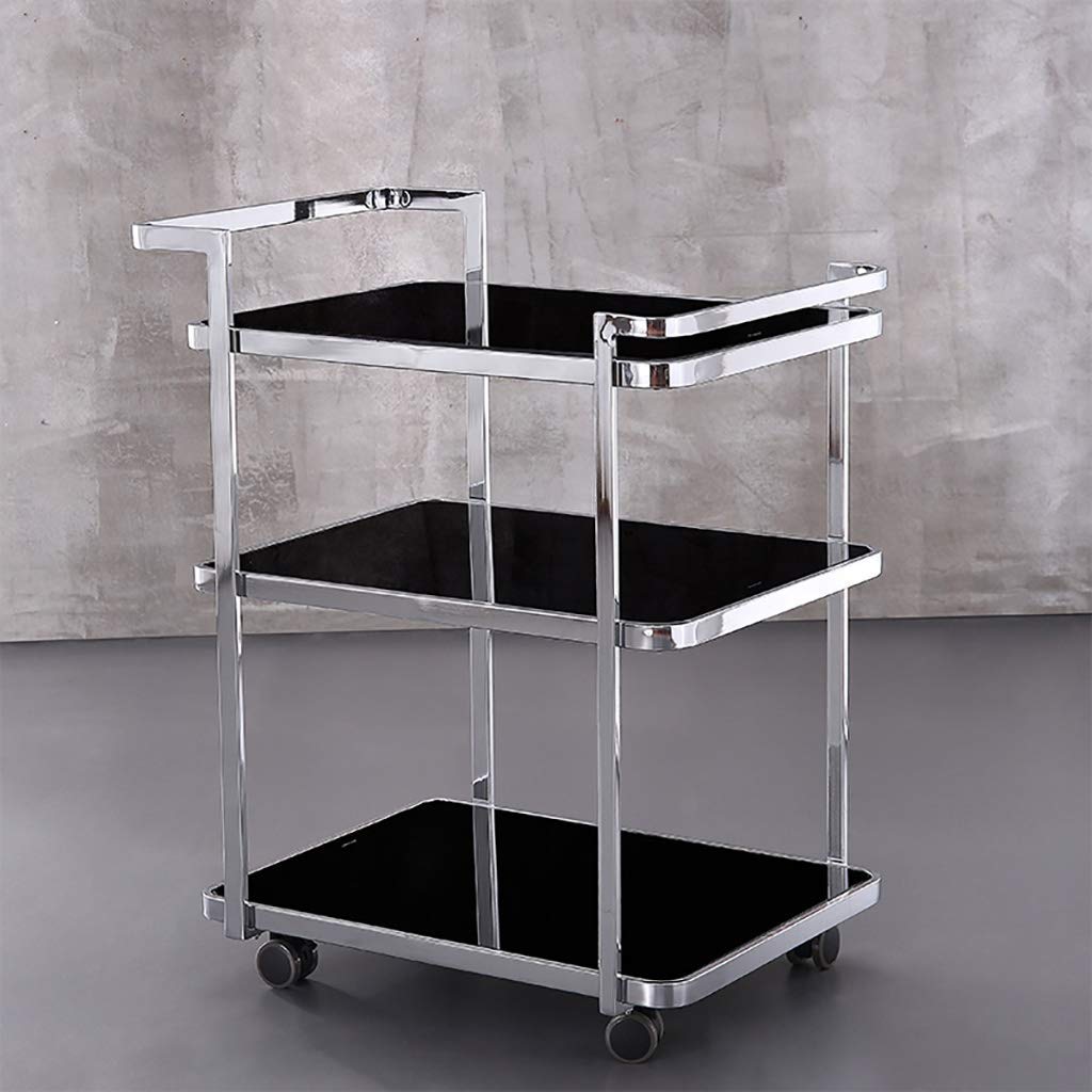 Estante de almacenamiento de vino de hierro forjado de 3 niveles y carrito de servicio, carrito multifuncional para el hogar y el restaurante para agua de vino y bebidas, elegante solución de