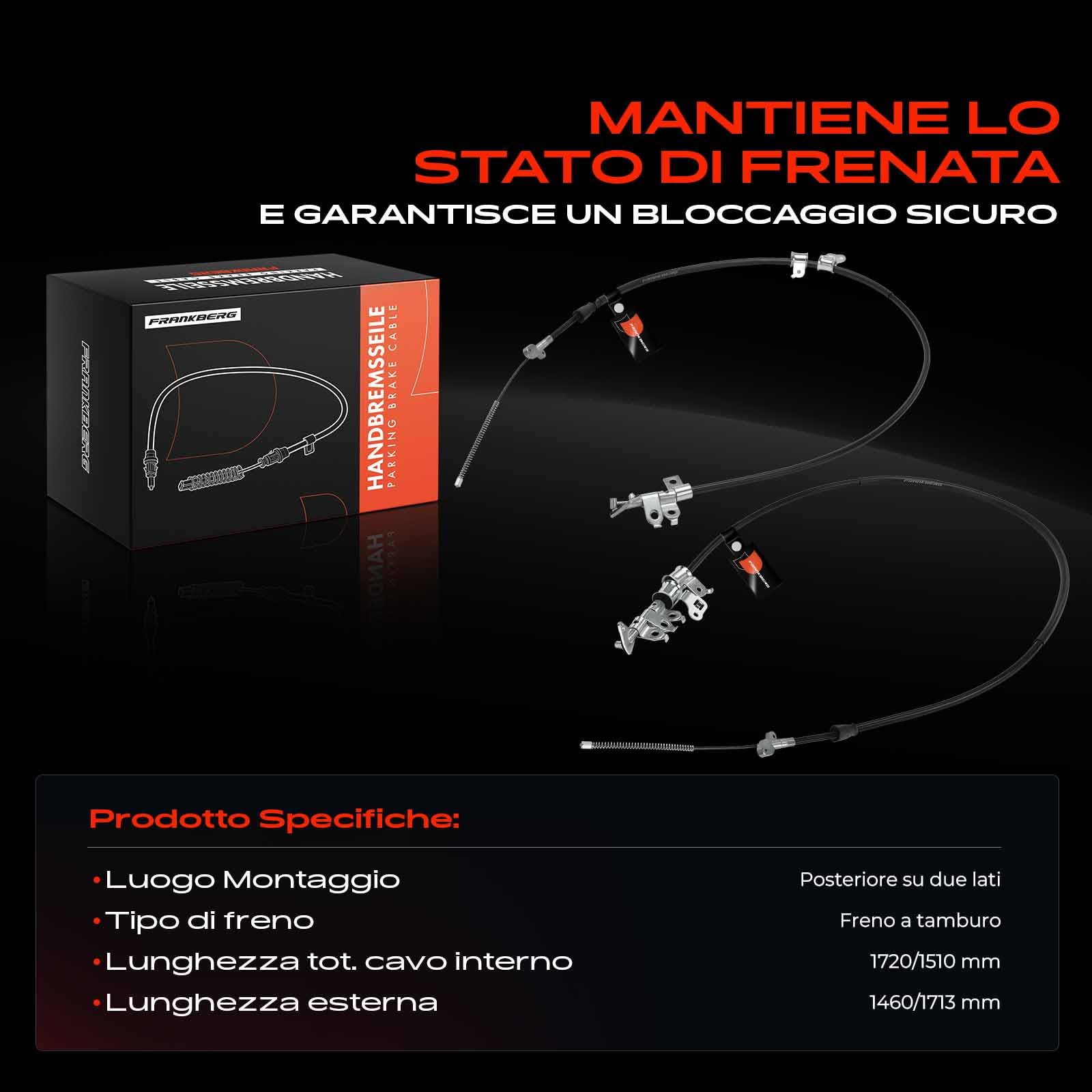 Frankberg 2x Cavi del Freno di Stazionamento Posteriore sinistro destro Compatibile con T.e.r.i.o.s F7 J2 1.3L 1.5L 2005-2025 Replace# 46420-B4010