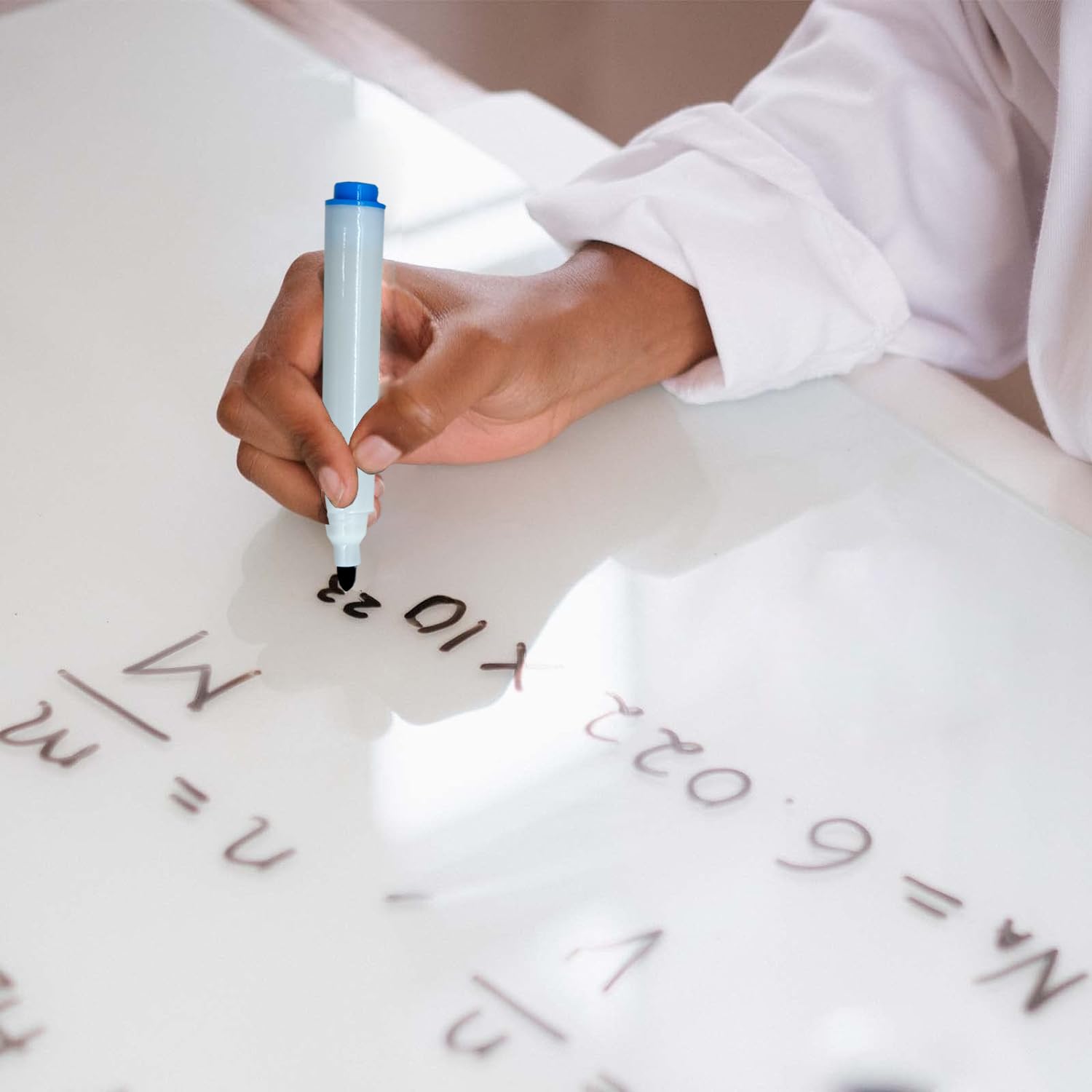 10-Pack Black Dry Erase Markers With Eraser Caps - Whiteboard Pens For Office & Classroom