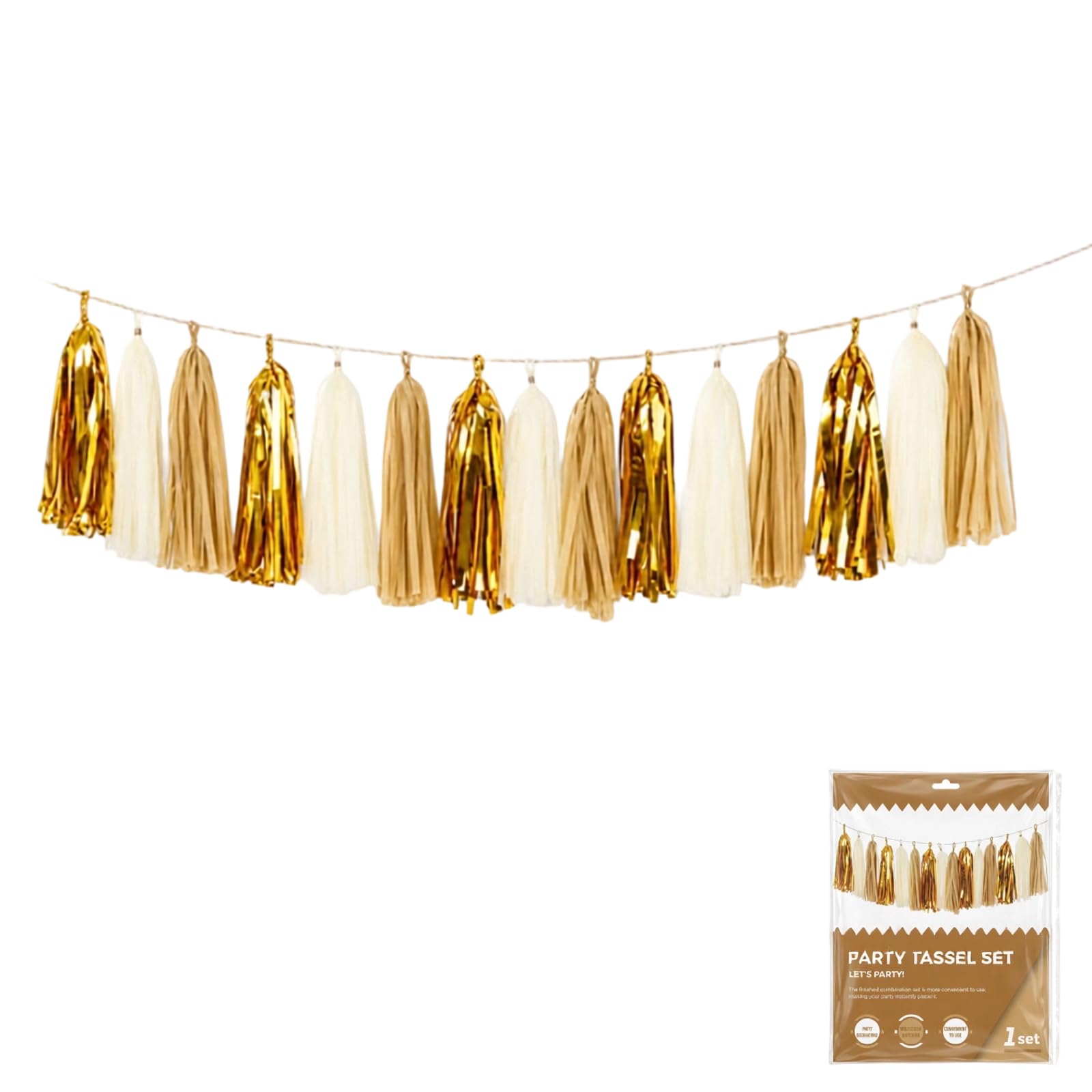 Fazvncv Celebration Garland, 15 Piece Fringe Set, 13.77in Party Decoration for Wall and Tabletop Styling Fringe Backdrop Wall Doorway Dessert Table Celebration Event Display Decor