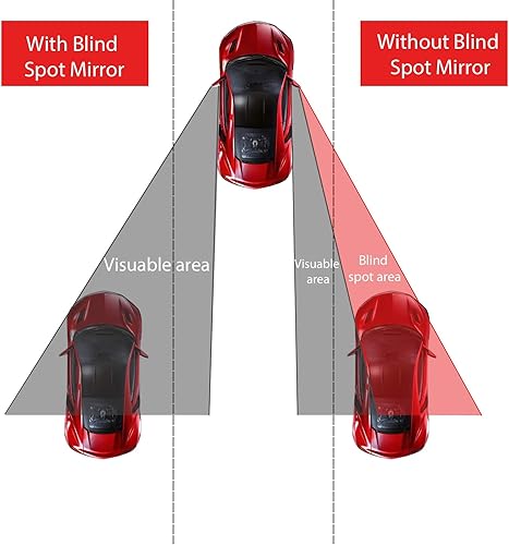Vista 2 de Livtee Espejo rectangular enmarcado para punto ciego, vidrio HD y carcasa ABS, espejo retrovisor convexo gran angular con palo ajustable para coche