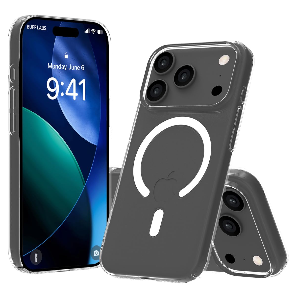 BUFF LABS Kablosuz Şarj Uyumlu Air Fit Şeffaf Silikon İnce Sert Kılıf (iPhone 17 Pro Max)
