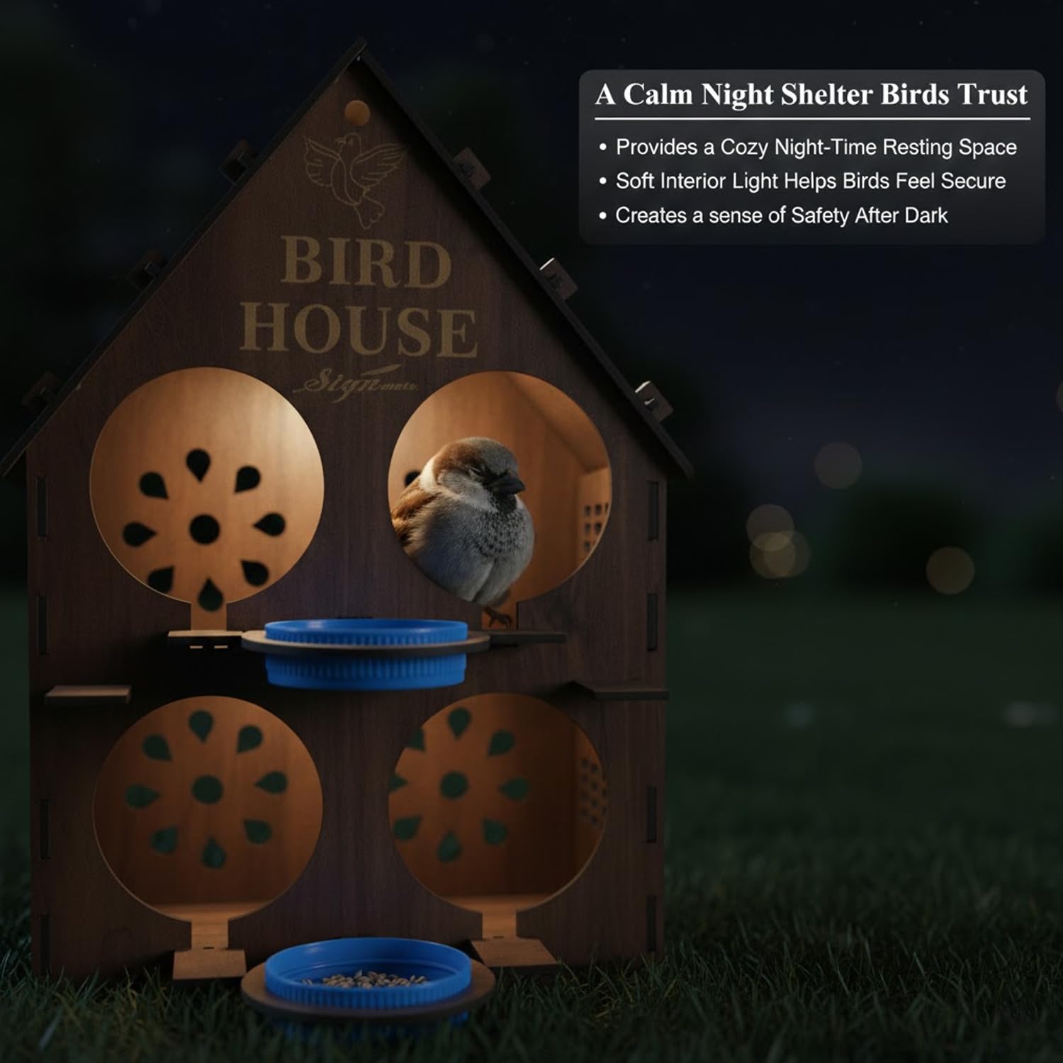 Signamio Upgraded Wooden Bird House with 4 Bird Space Option and Water Feeder - Large Bird Nest for Outdoor Use, Durable Birds Nest Home, Ideal for Birdwatching Enthusiasts 9 Signamio Upgraded Wooden Bird House with 4 Bird Space Option and Water Feeder - Large Bird Nest for Outdoor Use, Durable Birds Nest Home, Ideal for Birdwatching Enthusiasts - Image 9