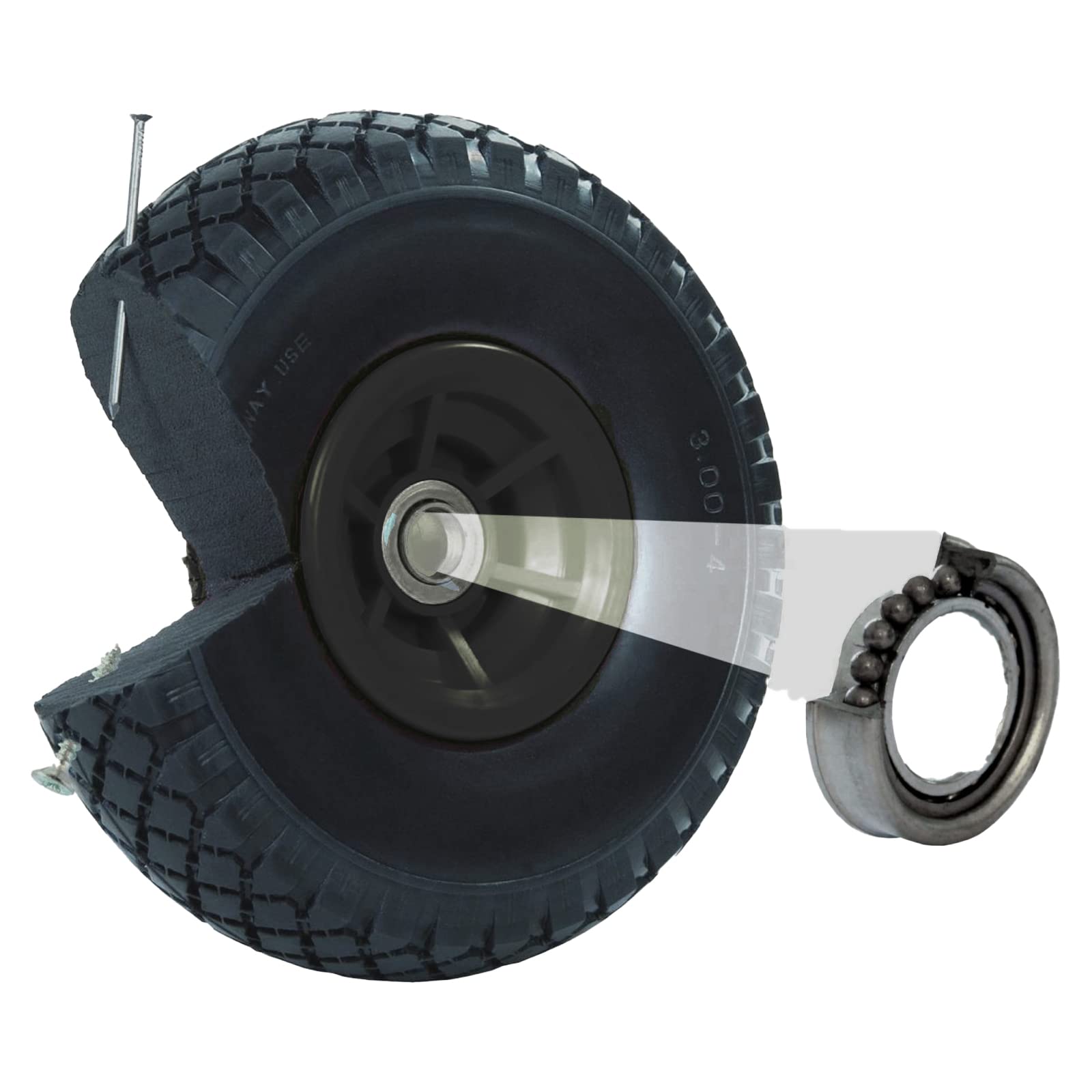 TRUTZHOLM 2x Sackkarrenrad PU-Rad 260x85 mm 3.00-4 60 mm versetze Nabe Ø 20 mm schwarz Vollgummi Bollerwagen