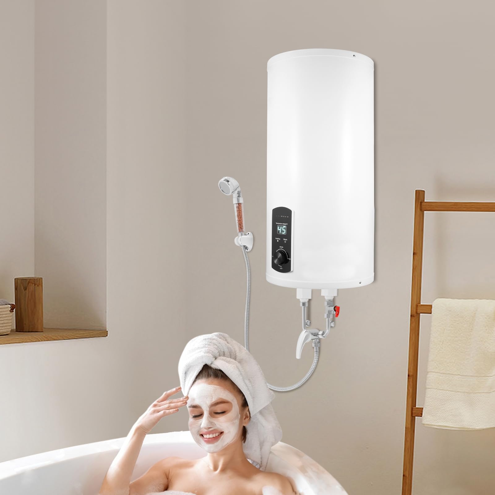 2KW 220V Boiler 80L Smart Warmwasserboiler mit Temperaturanzeigee | Durchlauferhitzer Küche, Wasserboiler, Temperatur einstellbar 77-167°F, für Toiletten RV Badezimmer Friseursalons