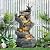 UTOASIS 5 Tiers Garden Fountain Outdoor, 26.4" Waterfalls Rock Waterfall with 4 LED Lights, Modern Resin Fountain Freestanding with Pump and Dicky Bird for Indoor and Porch Patio, Home Art Decor, Grey