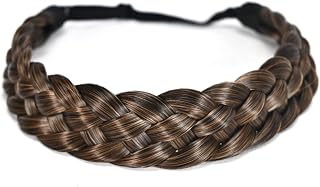 STYJFB Beauty Braid Headwear Classic 5-Strand Elastic Retractable Real Natural Soft Headband Women's Fashion Braid (Light brown)
