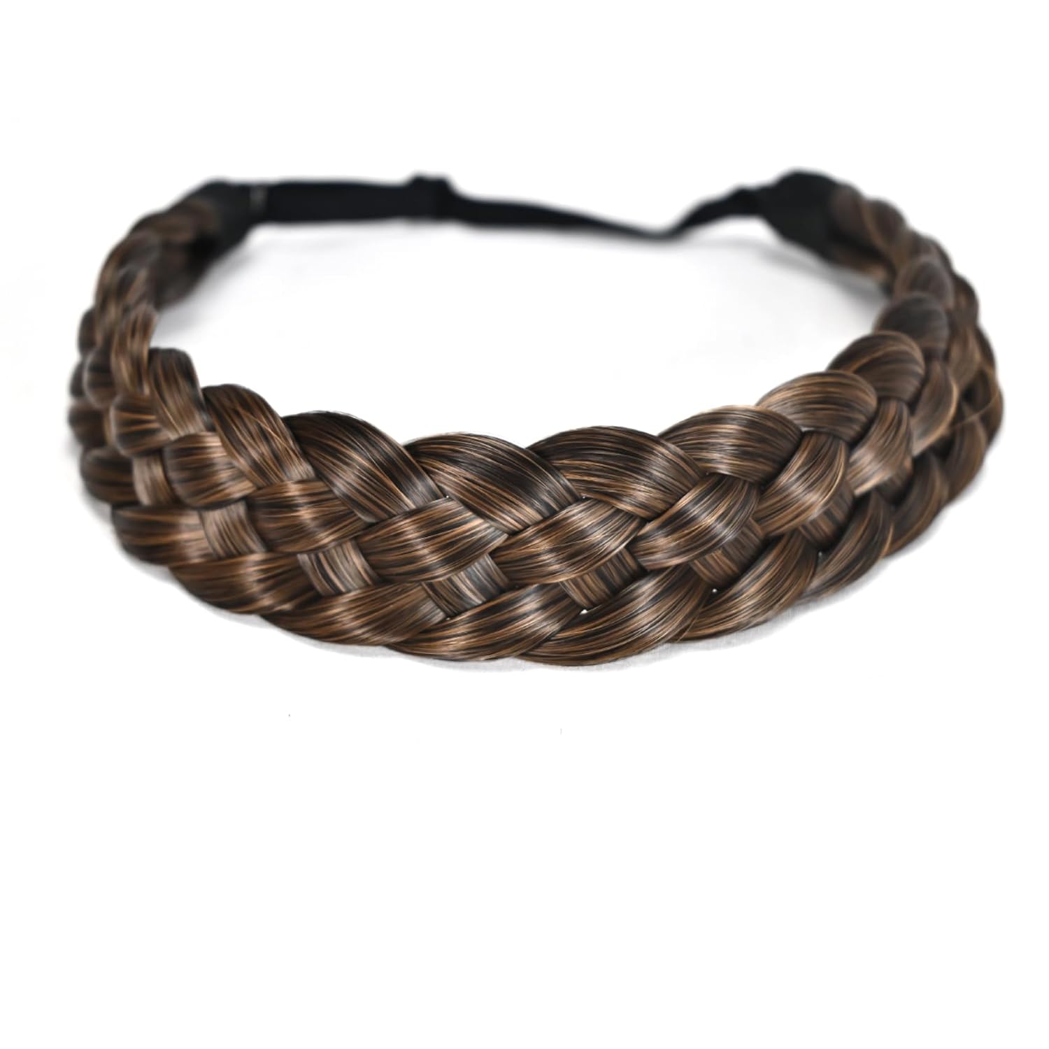 STYJFB Beauty Braid Headwear Classic 5-Strand Elastic Retractable Real Natural Soft Headband Women's Fashion Braid (Light brown)