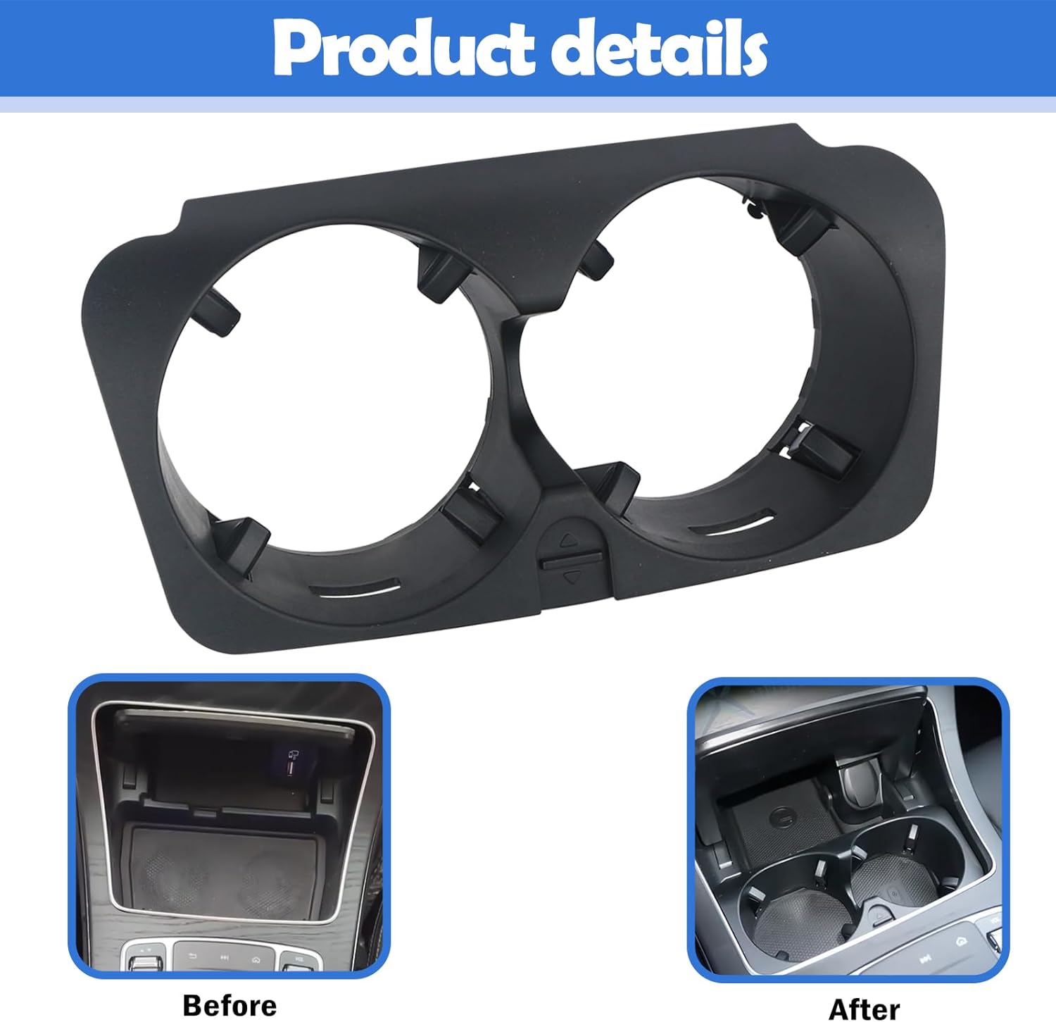 Center Console Cup Holder Insert Compatible with 2015-2021 Mercedes-Benz C180 C200 C250 C300 C350 C400 C43 C450 C63 Replaces 2056800691 - Image 4