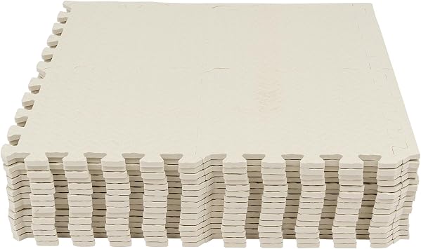 60 Pcs Kids Foam Puzzle Floor Mat,Solid Color Foam Play Mat with Borders Interlocking Multi Use Floor Rug for Bedroom Gyms Playroom Children Crawling Exercise,30 * 30cm White