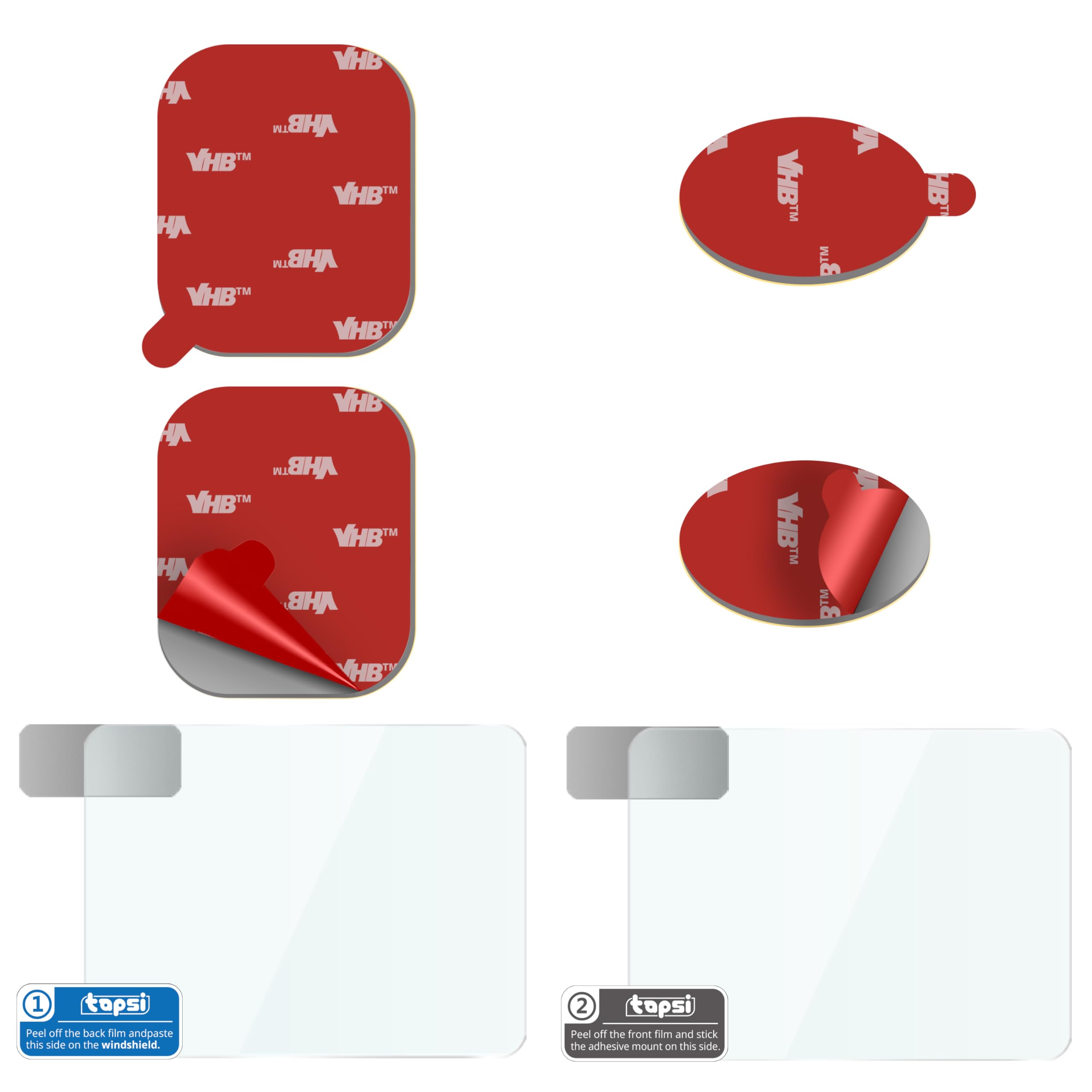 – Tapsi Adhesive Pads & Electrostatic Film for Dash Cam Mounting – Compatible with Nextbase Series 2: 122, 222, 322GW, 422GW, 522GW, 622GW – Windscreen Installation Kit