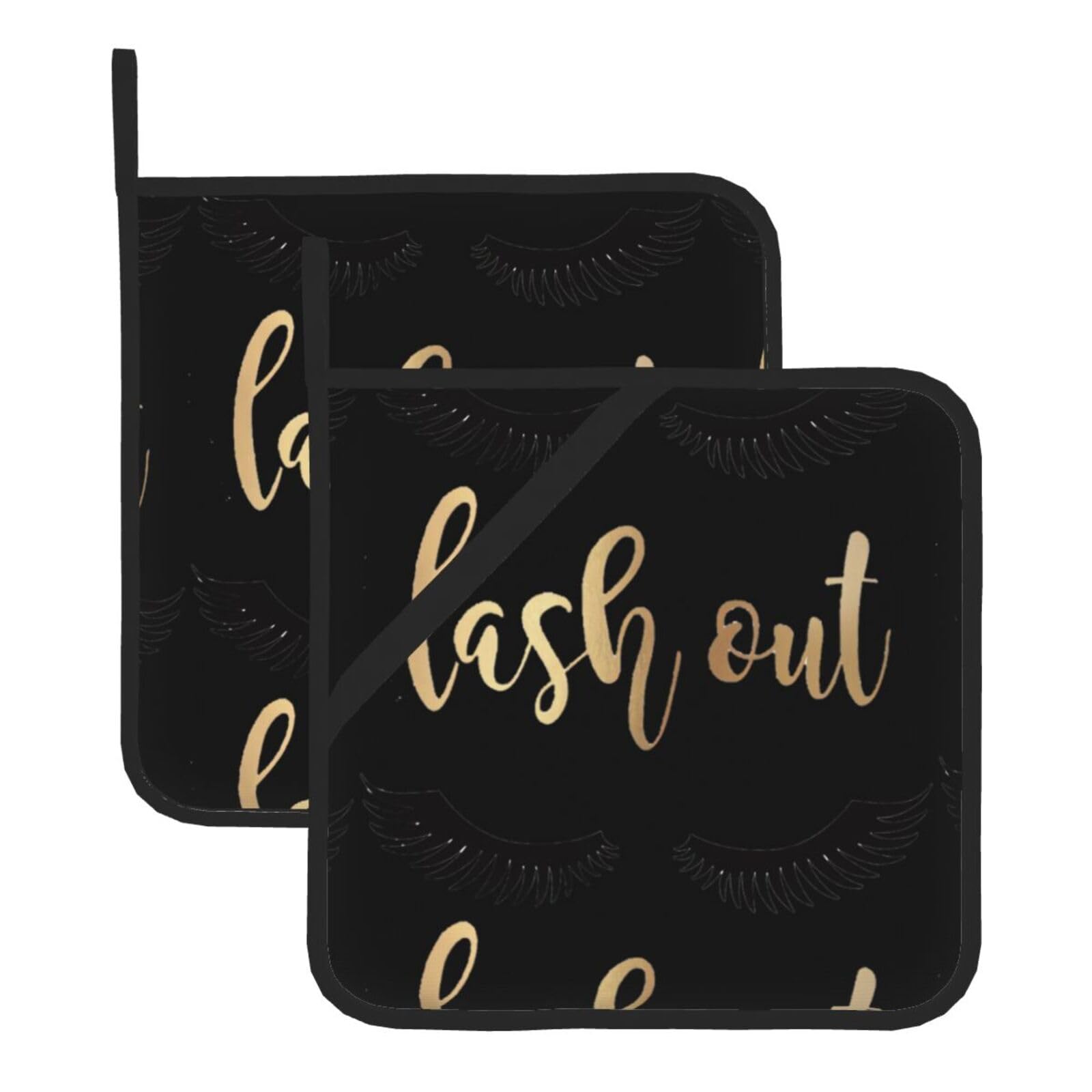 HJFCZH Eyelash Prints Square Hot Pads for Kitchen Counter - Waterproof Pot Holders, Durable Heat Resistant Throw Layers for Serving, Oven & BBQ - 2 Pack