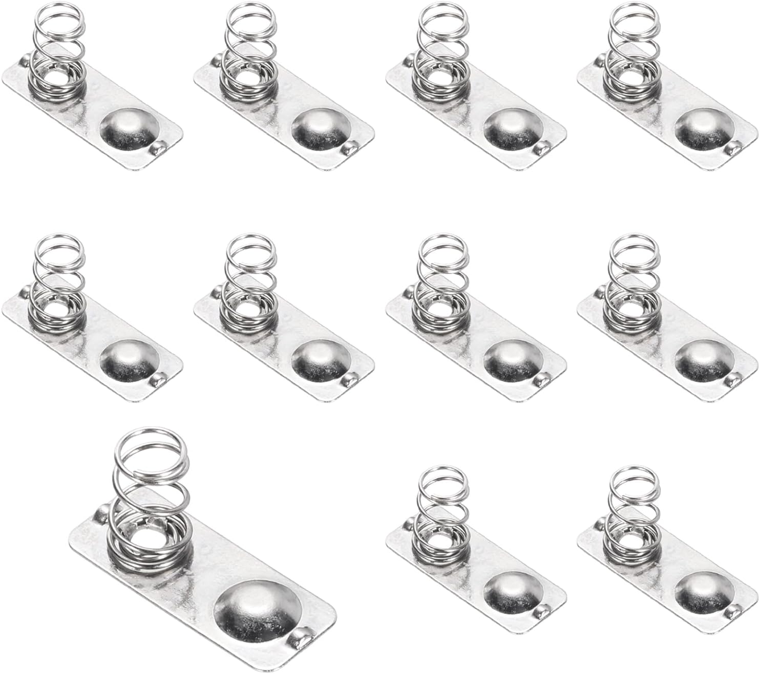 MECCANIXITY 12 Pcs AAA Battery Contact Spring Nickeling Plate, 21 mm x 9mm Negative to Positive Conversion Spring Replacements for PCB Mounting and Battery Holders