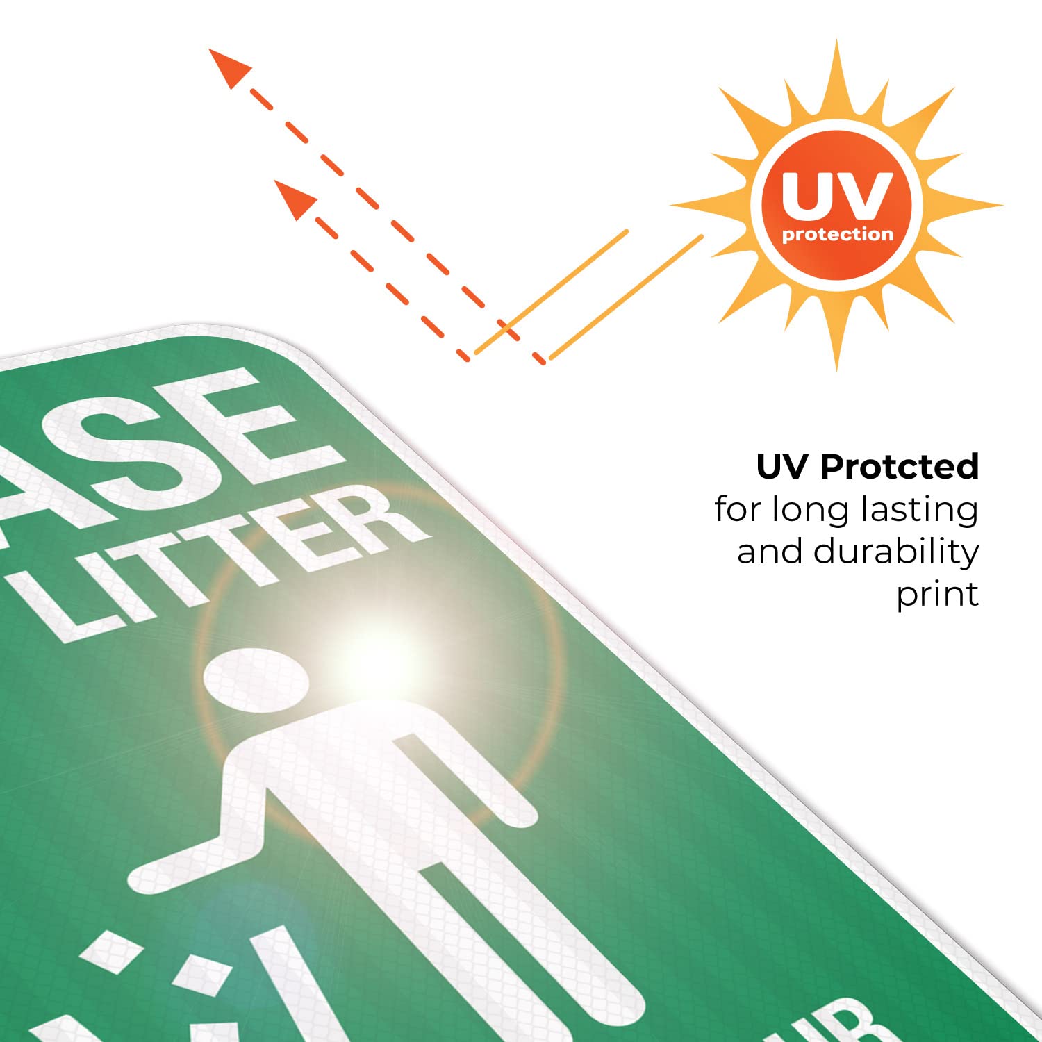 Please Don't Litter Help Keep Your Community Clean with Graphic Sign, 12x18 Inches, 3M EGP Reflective .063 Aluminum, Fade Resistant, Made in USA