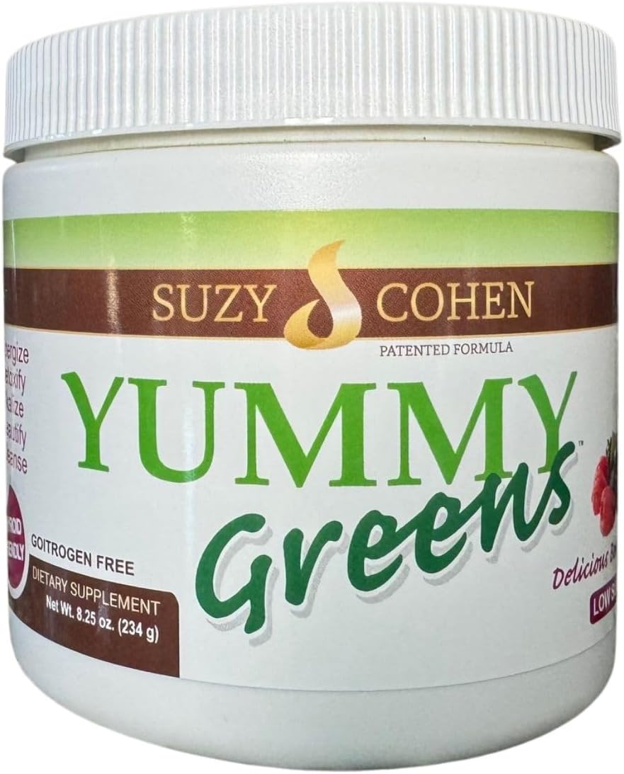 Yummy Greens Drink Mix with Sea Lettuce, Dulse, Acai, Pineapple and probiotic for Energy, Vitality and Wellness. Product is Patented, Gluten Free, Thyroid Friendly