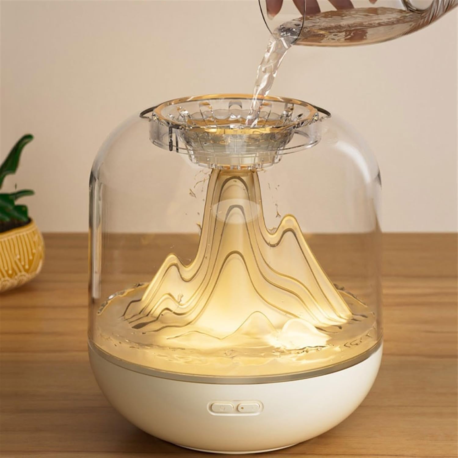 Domésticos Humidificadores 1000ML Dormitorio silencioso Humidificador de Niebla Grande Habitación de Aire Acondicionado Pequeña máquina de nebulización de aromaterapia(Bianco)