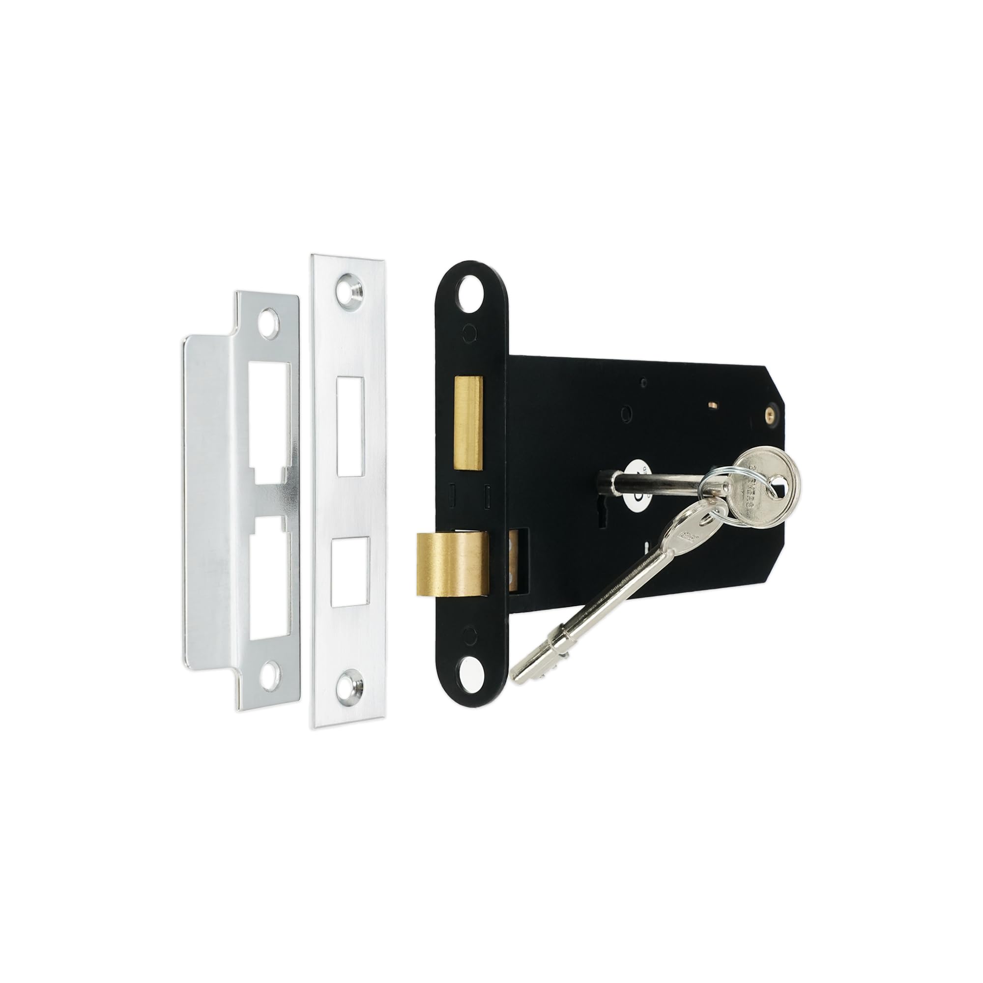 Serrure à mortaise horizontale Lyra 150mm en fer chrome poli avec clés