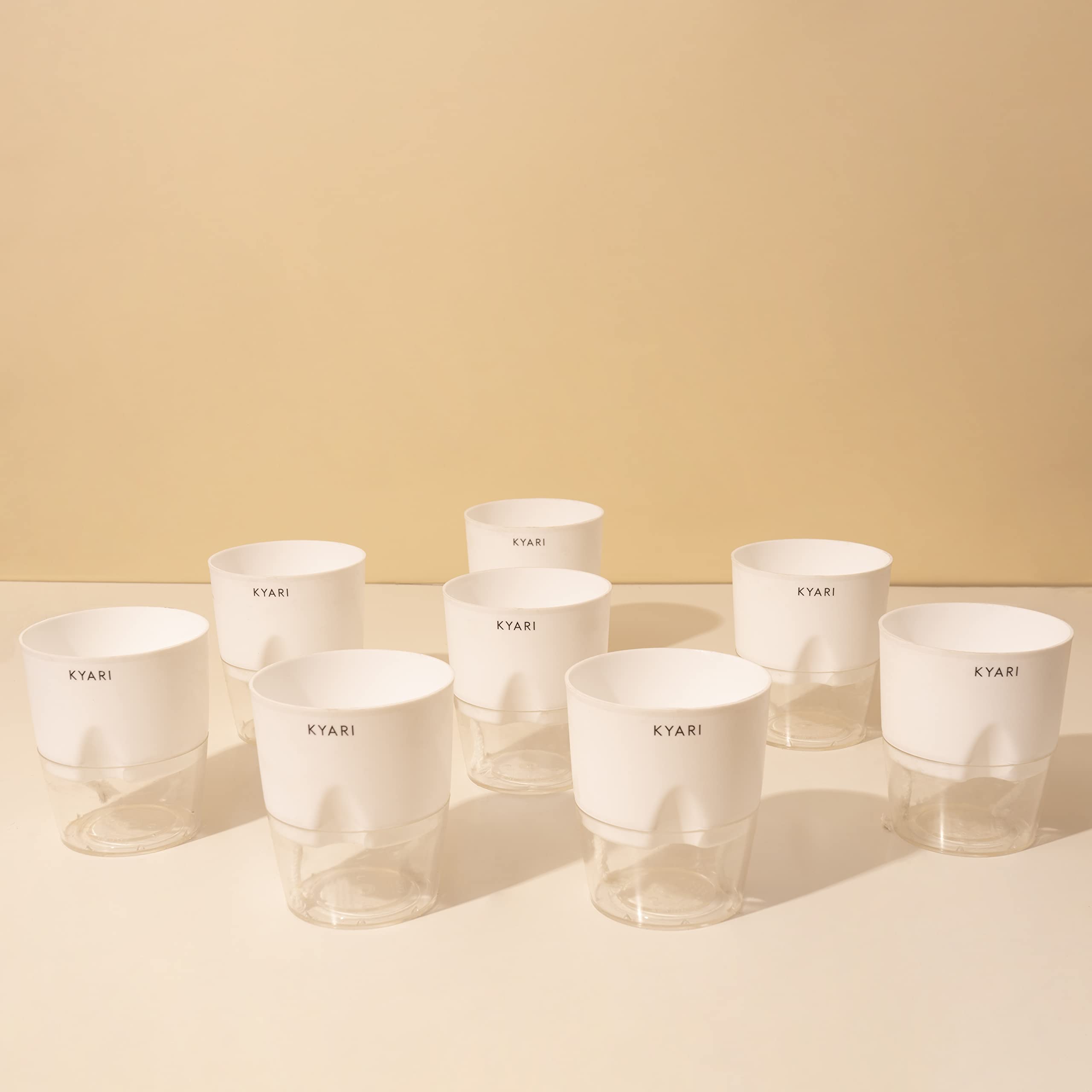 KYARI Combo of 8 White Self-Watering Pots for indoor plants, Best Flower Pots & Planters for Home Decor, Living Room, Kitchen, Bedroom, Table Top, Office, Gifting | Plants not included (B0BTVXXDQV) Amazon Price History, Amazon Price Tracker