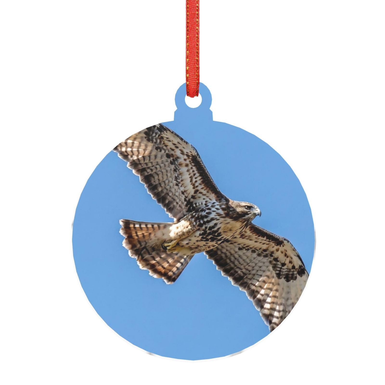 Acrylic Ornament Christmas Tree Decoration Clear Round Pendant with Red Ribbon Eagle in Flight Christmas Ornaments Indoor Outdoor Hanging Acrylic Pendants for Xmas Party Decor