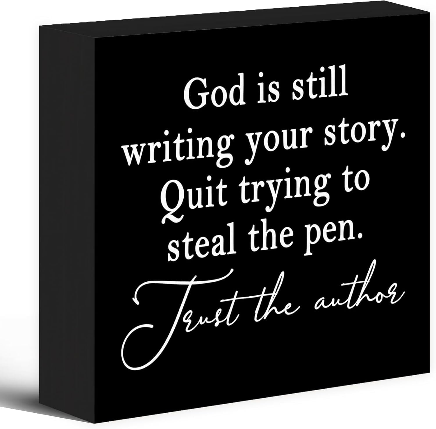 Inspirational Christian Box Sign 7x7 Inch Trust the Author Decor