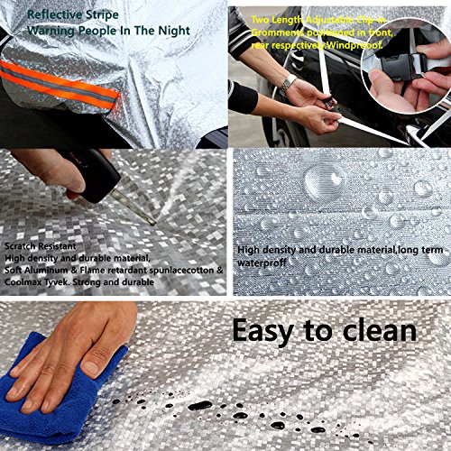Kadooria Safe View Half Car Cover Top Waterproof/Windproof/Dustproof/Windshield Cover Snow Winter Summer (SUV YL(185"-197"))