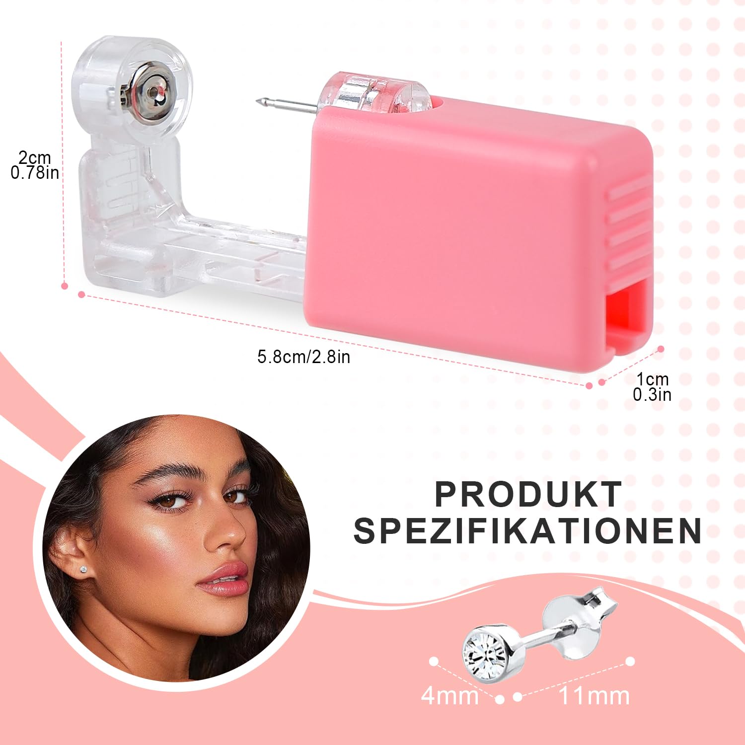 Voarge Pistolet do przekłuwania uszu, jednorazowy, sterylny, bezpieczny zestaw pistoletów do piercingu, piercing z zestawem do aseptyki