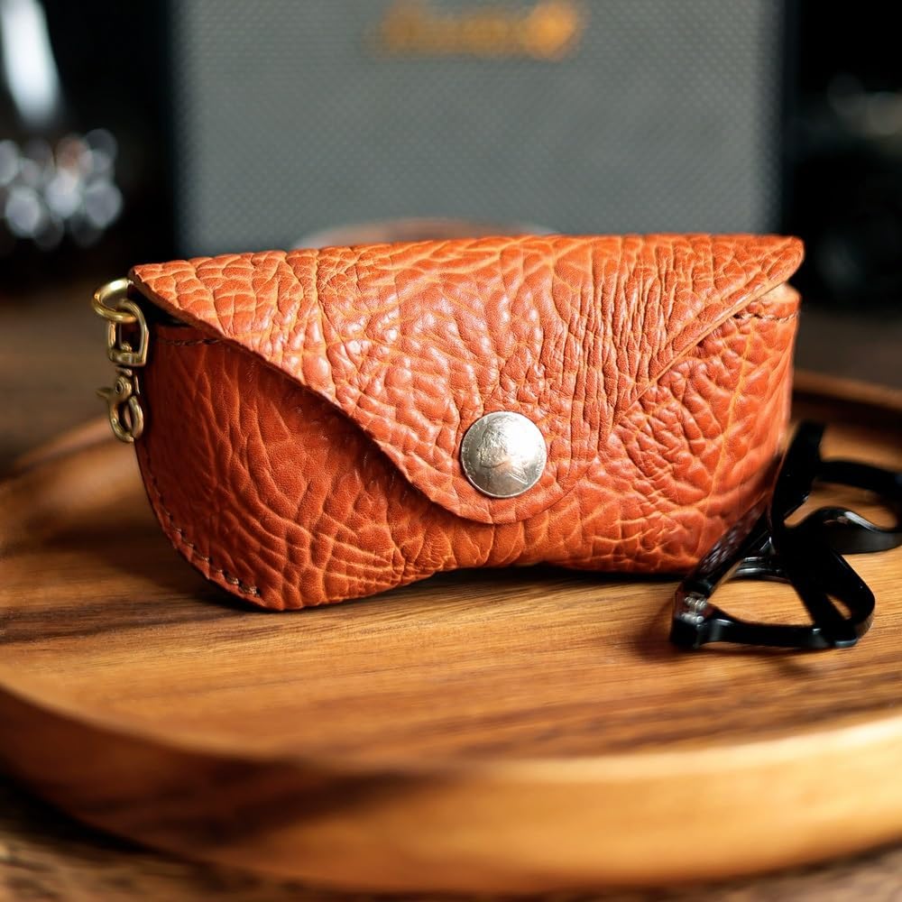 High End Handmade Sunglass Case, Portable Leather Glasses Case, Retro Fashionable Leather Eyeglass Case for Men and Women (Gray : C)