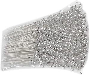 canjoyn 100 Stems Pearl Sticks Beading on Wire Stems for DIY Garland Bridal Wedding Pearl Bouquet Home Party Decor Craft (Silver)