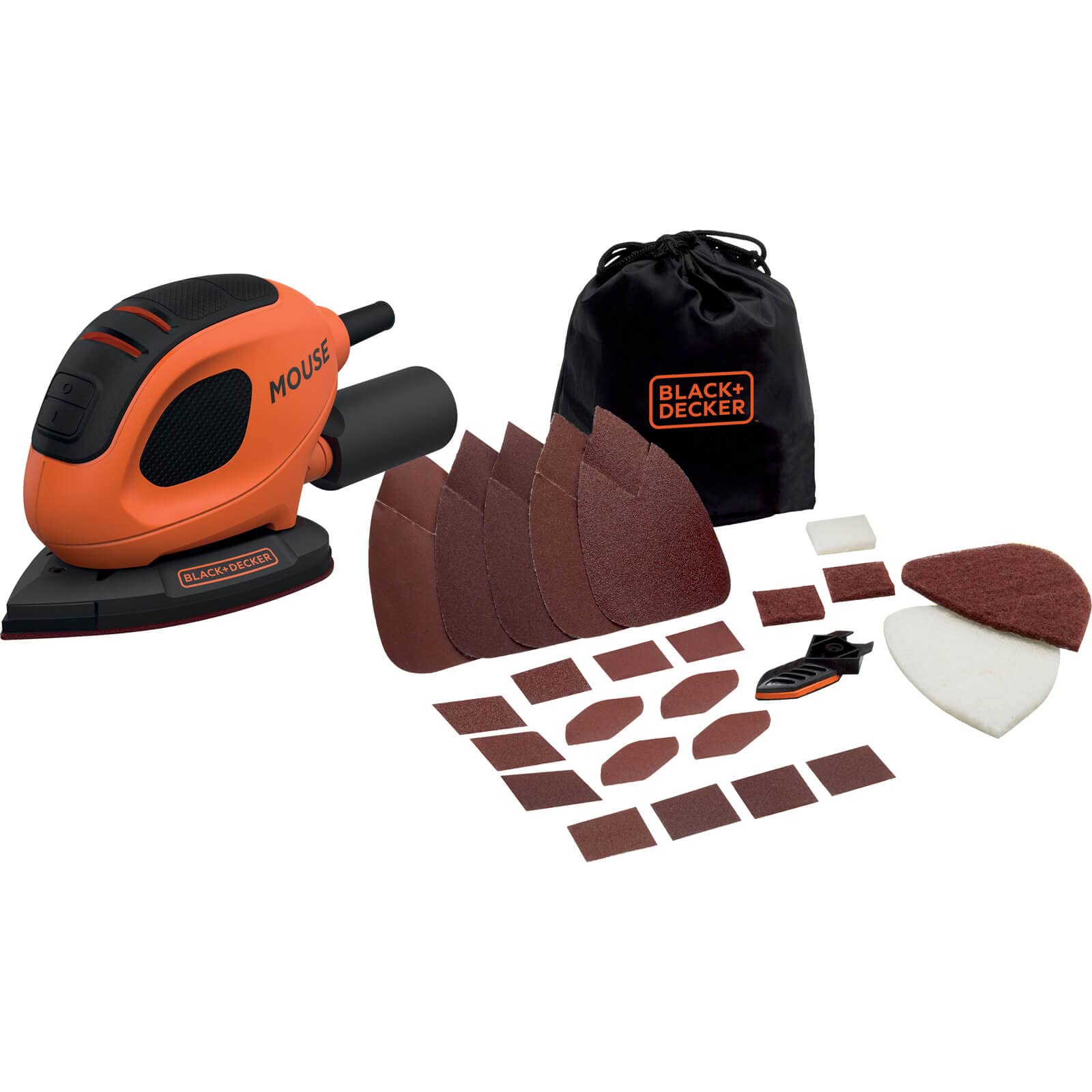 BLACK+DECKER 55 W Mouse Detail Sander with 10 Accessories in Softbag, BEW230BCA-GB