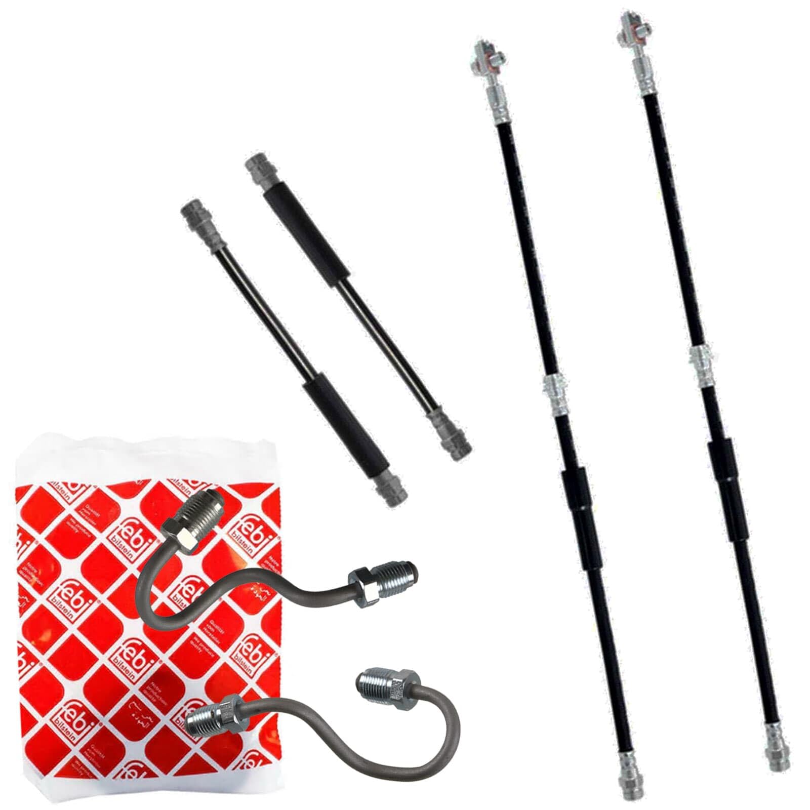 BandelOne enthält 4x Bremsschlauch + Febi Bremsleitung Va+Ha passend für A3 8P Golf 5+6