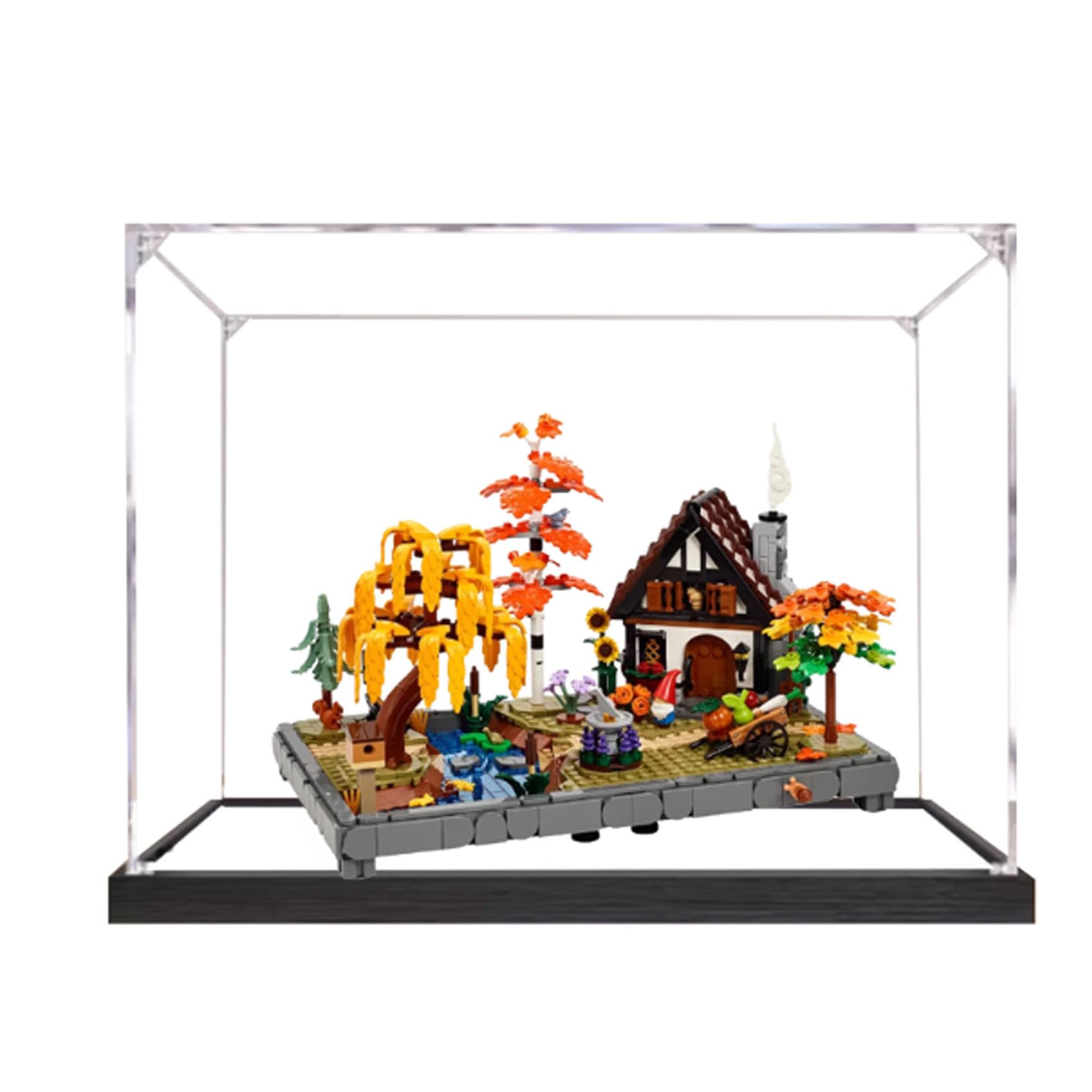 Acrylic Display Case for Le-go 11372 Autumn Cottage Garden Model, Dustproof Display Box (display box only) (StyleC 2mm)