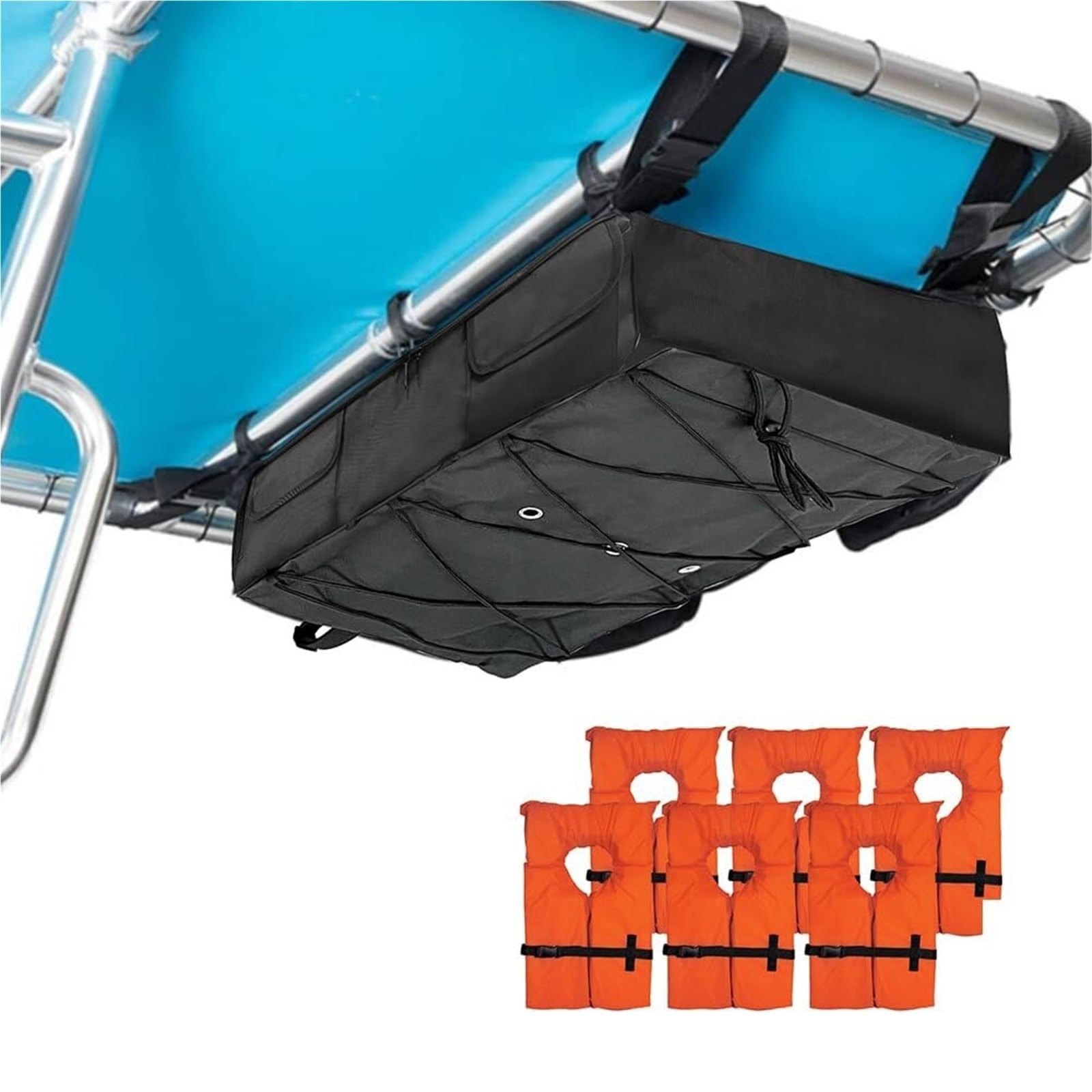 T-Top-Aufbewahrungstasche for Boots-Rettungswesten mit Elastischem Seil, Aufbewahrungstasche aus 600D-Oxford-Stoff, Bietet Platz for 6 Rettungswesten des Typs II