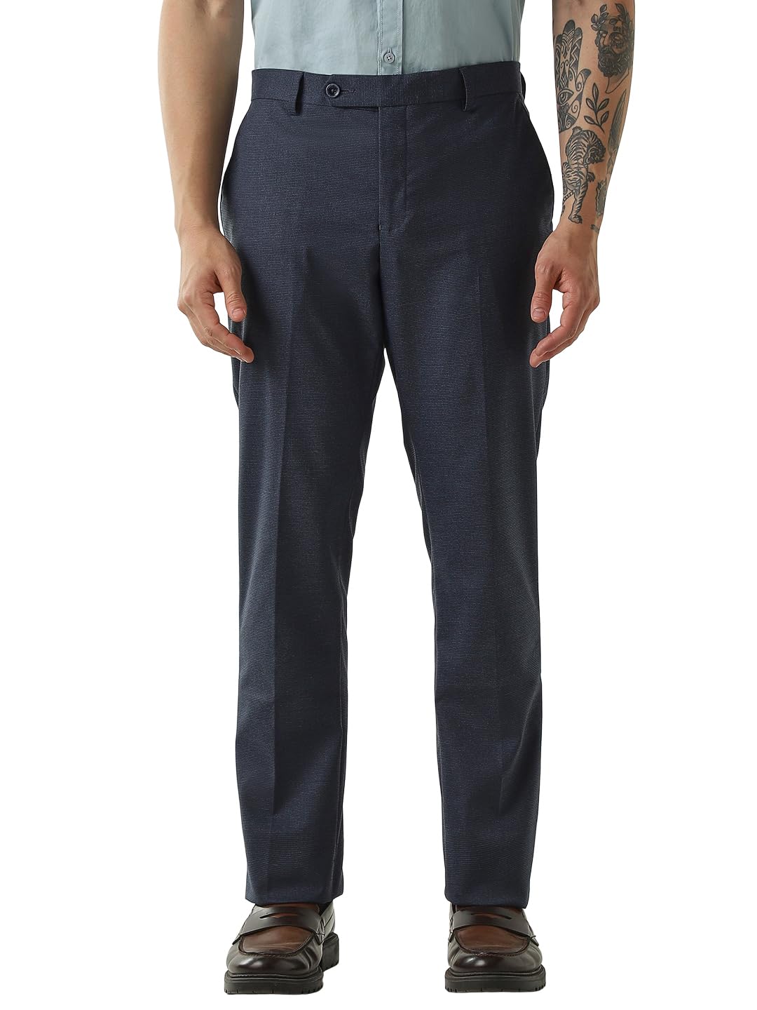 reid & taylor Men's Plain Poly Viscose Elastane Tailor Fit Formal Trousers-picture-49