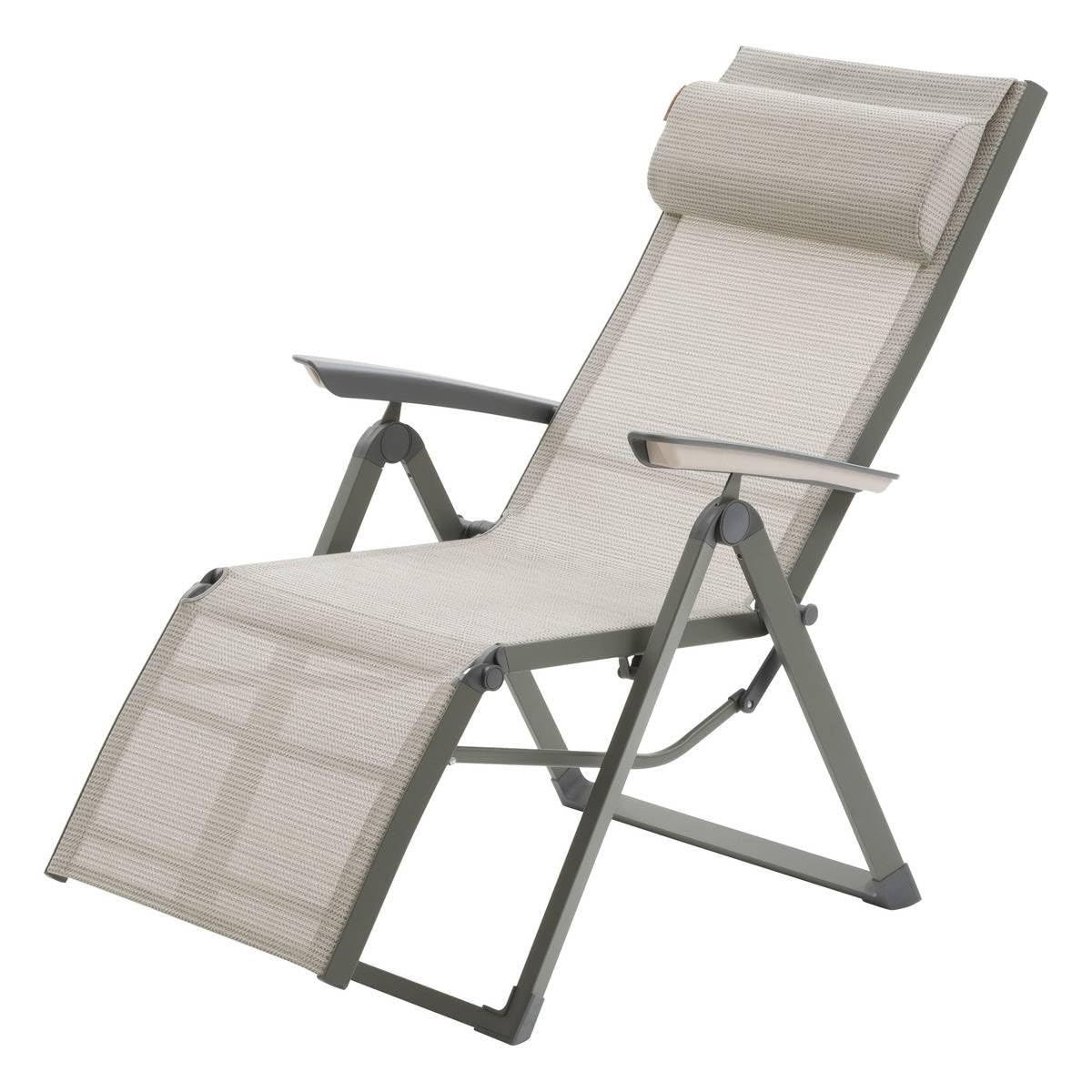 Hespéride - Fauteuil de Jardin inclinable Decima Vert Olive et Vert Laurier 8 Positions en Aluminium et texaline