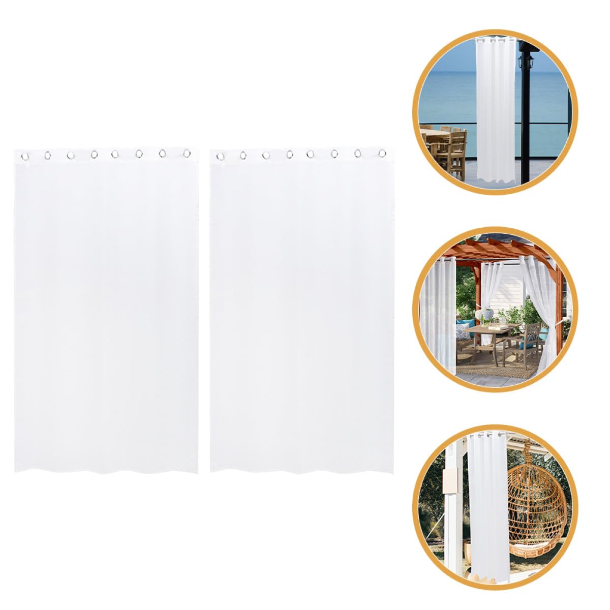 2 Stück Wasserabweisende Outdoor Vorhänge aus Polyester Weiß Lichtundurchlässig Sichtschutz für Garten Balkon und Pavillon